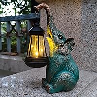 Vista 2 de JOYBEE - Estatuas de jardín de elefante con linterna solar para decoración al aire libre, figuras solares de elefante, decoraciones de luces