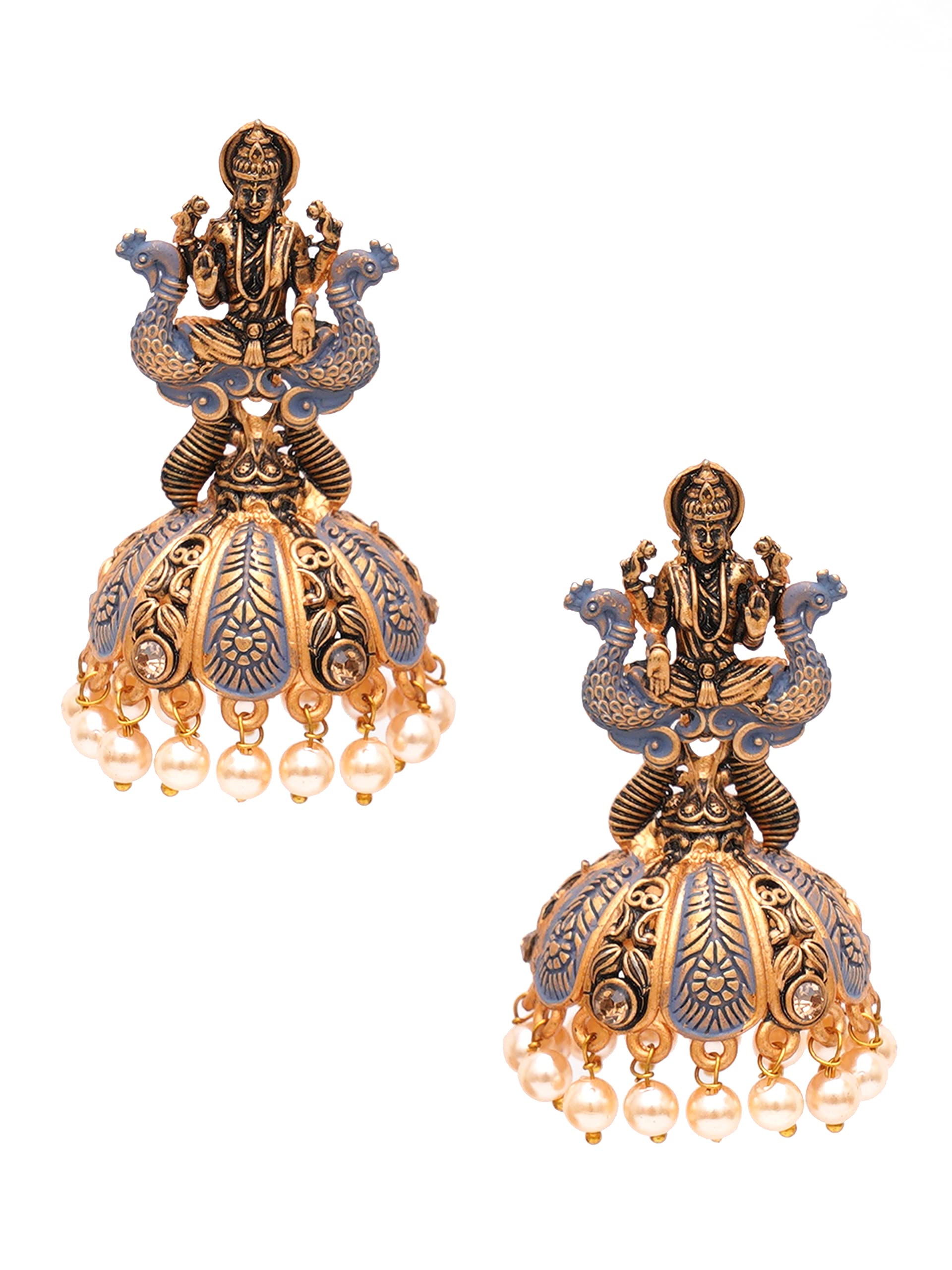 Karatcart Antique Gold Plated Grey Mata Laxmi Jhumki Earrings for Women (B0BFQTW1QF) Amazon Price History, Amazon Price Tracker