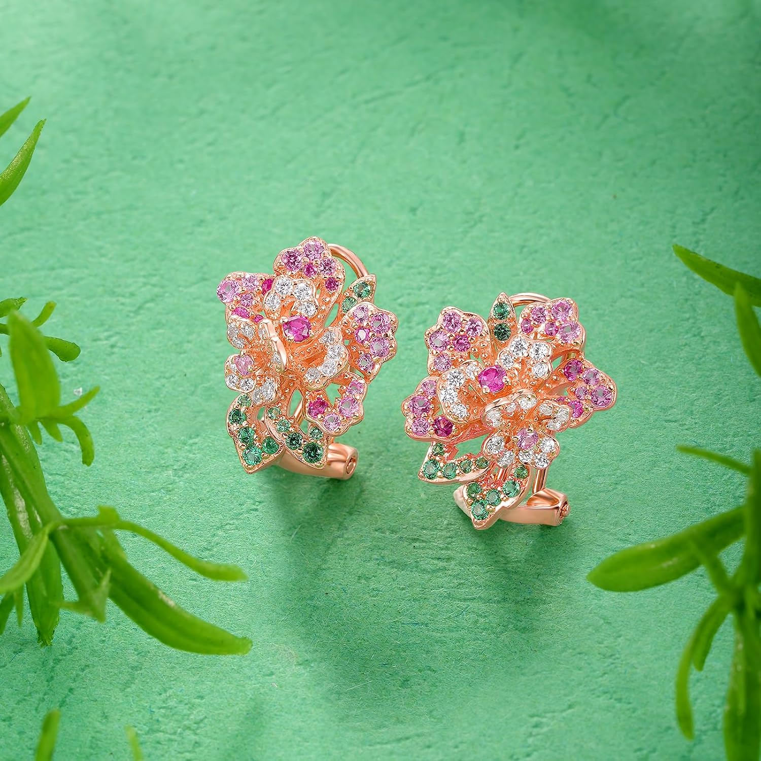 Santuzza Sterling Silver Gemstone Flower Earrings for Women