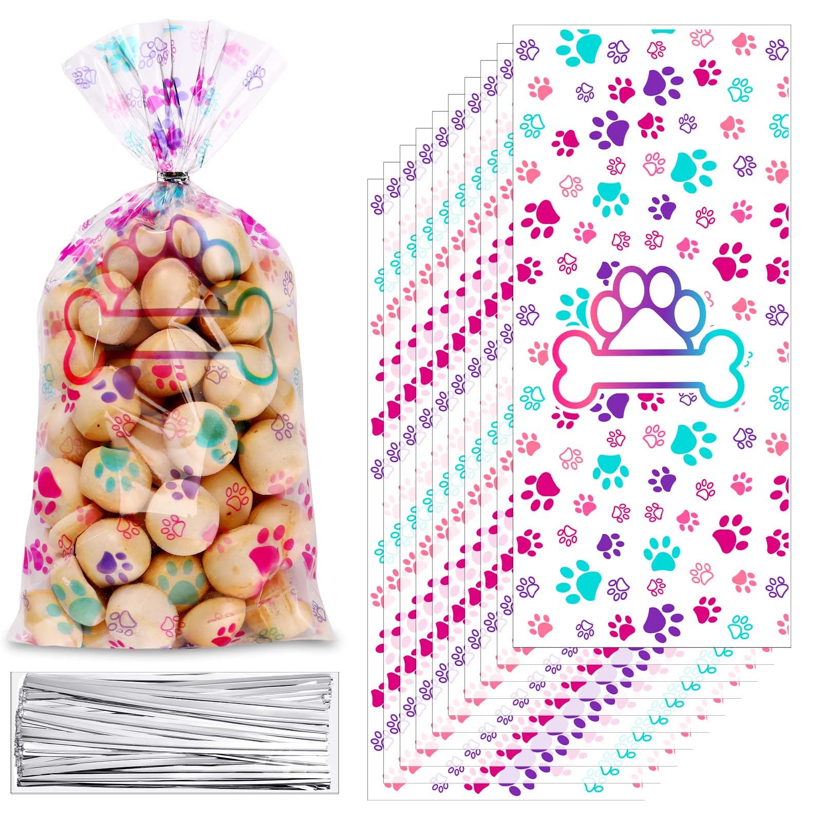 24 Pcs Puppy Dog Print Gift Bags With Handles - Cute Kraft Paper Goodie Bags For Dog Birthday Parties & Pet Favors - View #7