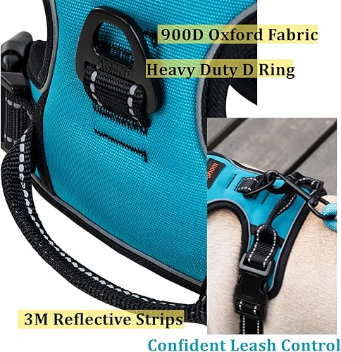 Miniatura 7 de Coohom - Arnés para perro sin tirones con asa y dos accesorios de correa, arnés ajustable para mascotas al aire libre con material Oxford reflejante