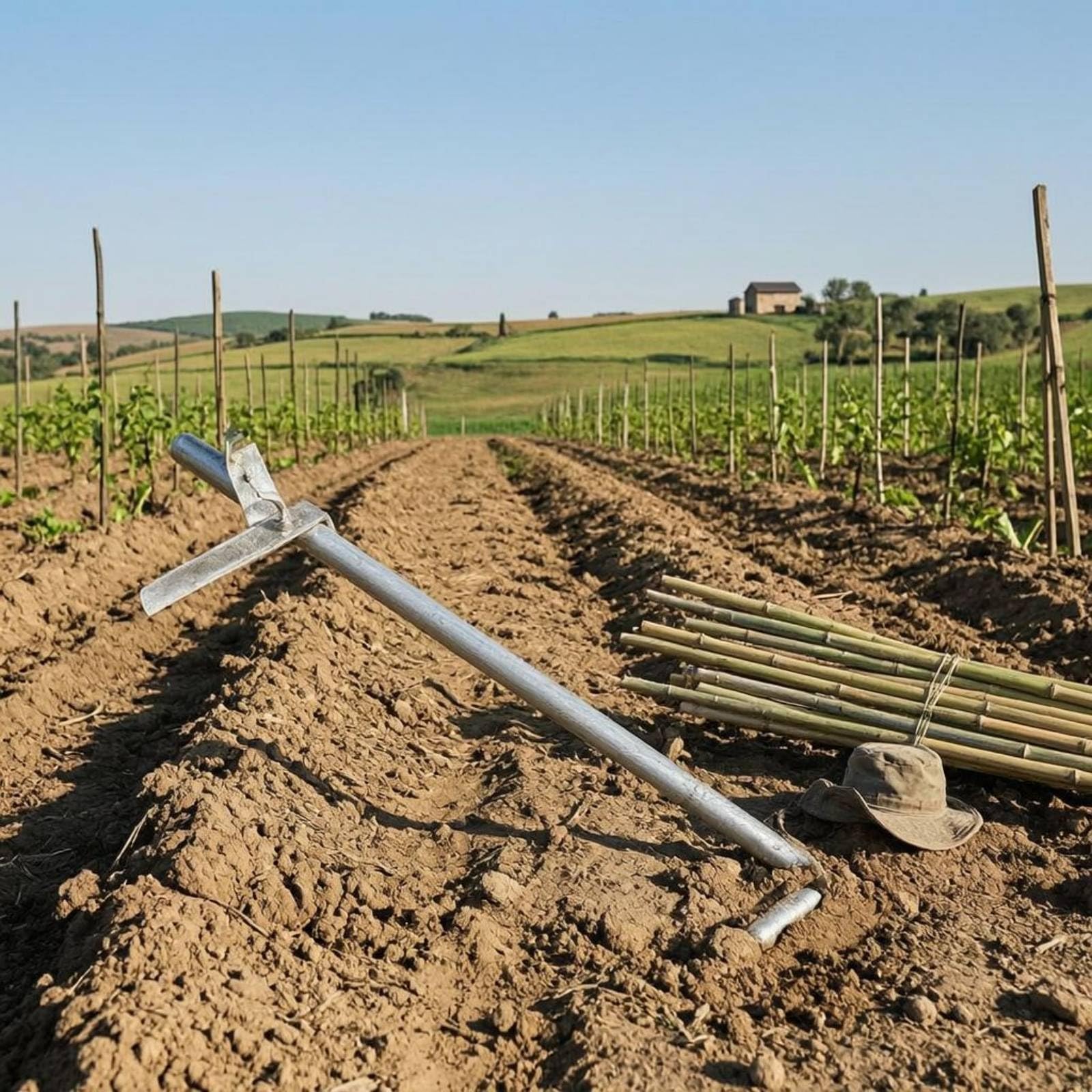 Palo di Sostegno Manuale Attrezzo per Infilare da Giardino in Acciaio con Manico Ricurvo E Testa di Fermo Adatto a Allestimento Orto E Cura Vegetali