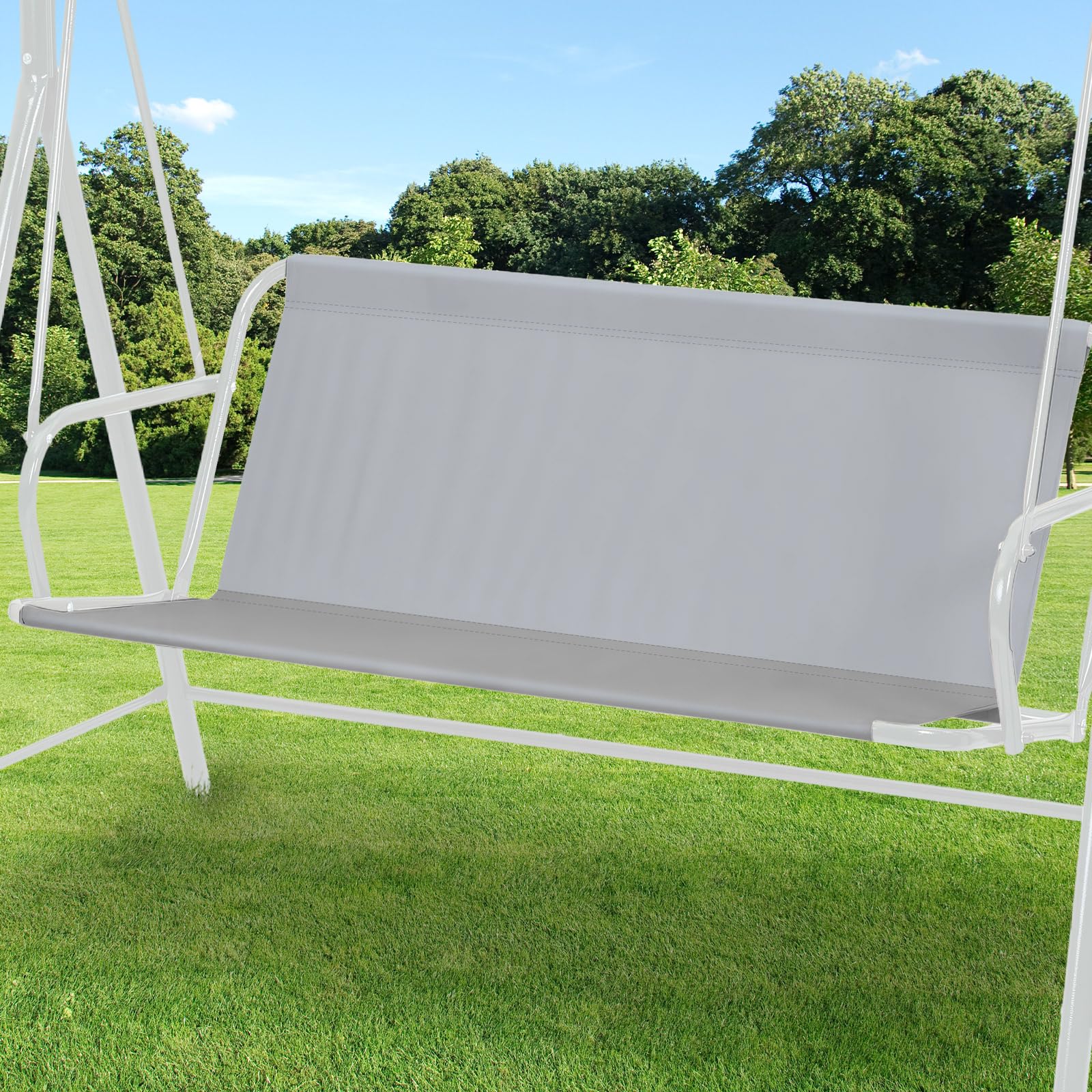 Hollywoodschaukel Sitzfläche Ersatz, 600D Oxford Ersatz-Schaukel Sitzbezug für Hollywoodschauke, Wasserdicht & Reißfest Hollywoodschaukel Bezug 2 & 3 sitzer (Grau, 148 x 50 x 50 cm)