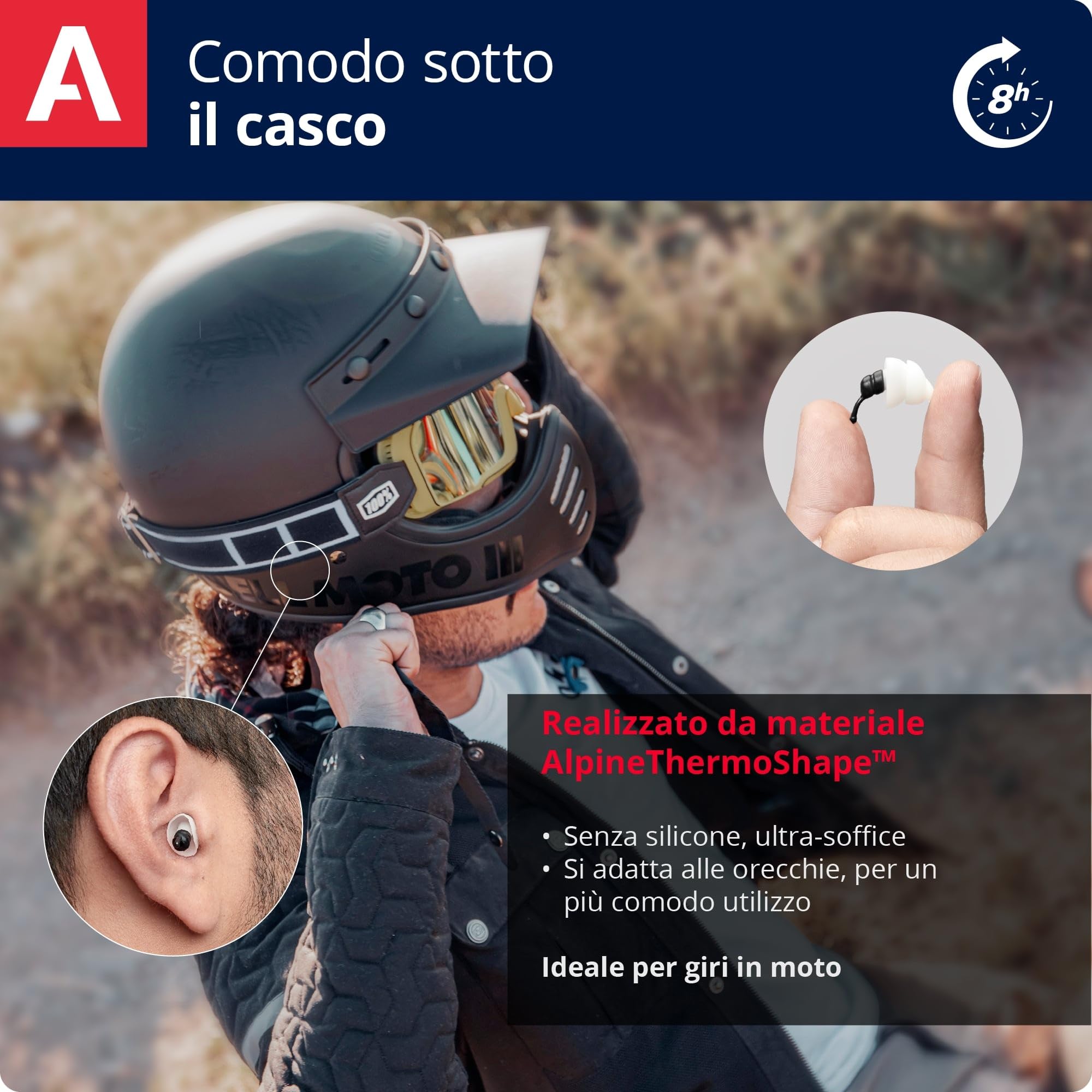 Alpine MotoSafe Tour - Tappi per Orecchie – Tappi da Gara ed Escursioni – Previeni i danni alle orecchie quando guidi la moto – Senti i rumori della strada – Comodi e riutilizzabili - 4
