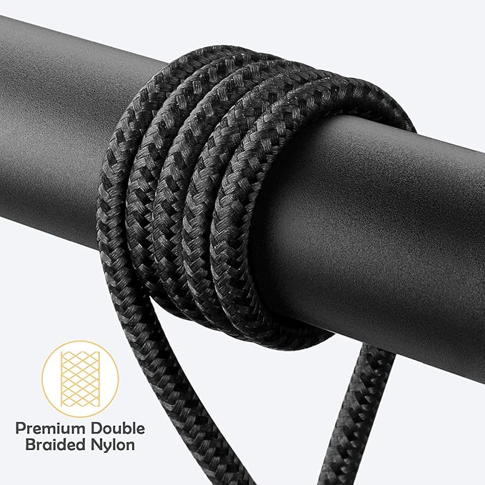90 Degree iPhone Charging Cable 2Pack 10ft Right Angle Nylon Braided Lightning Charger Cord Compatible with iPhone 14 13 12 11 Pro Max XS XR X 8 7 6 5 Plus iPad(Black)