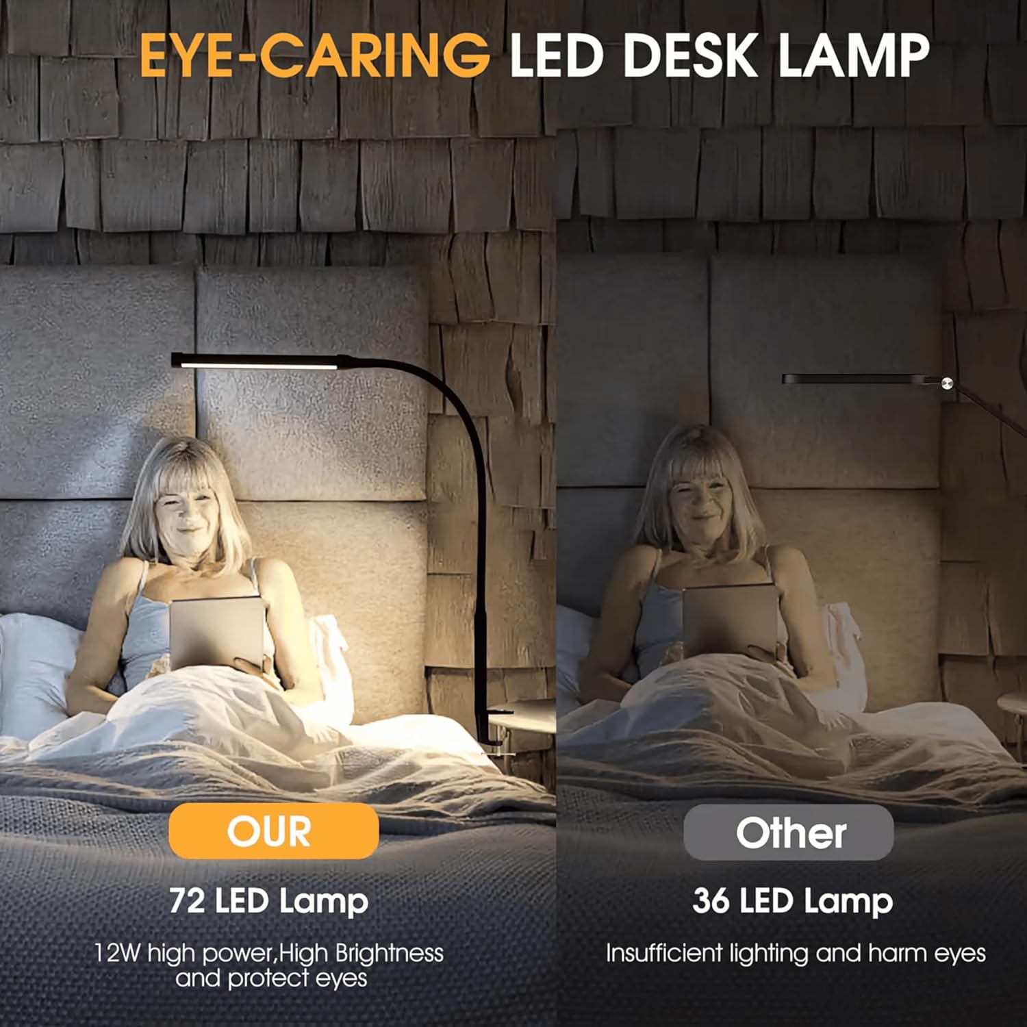 LED Desk lamp with Clamp, Eye Caring Clip,Desk Lamps for Home Office, Desk Light 3 Modes 10 Brightness, Long Flexible Gooseneck Led Lamp Office Lamp with USB Adapter