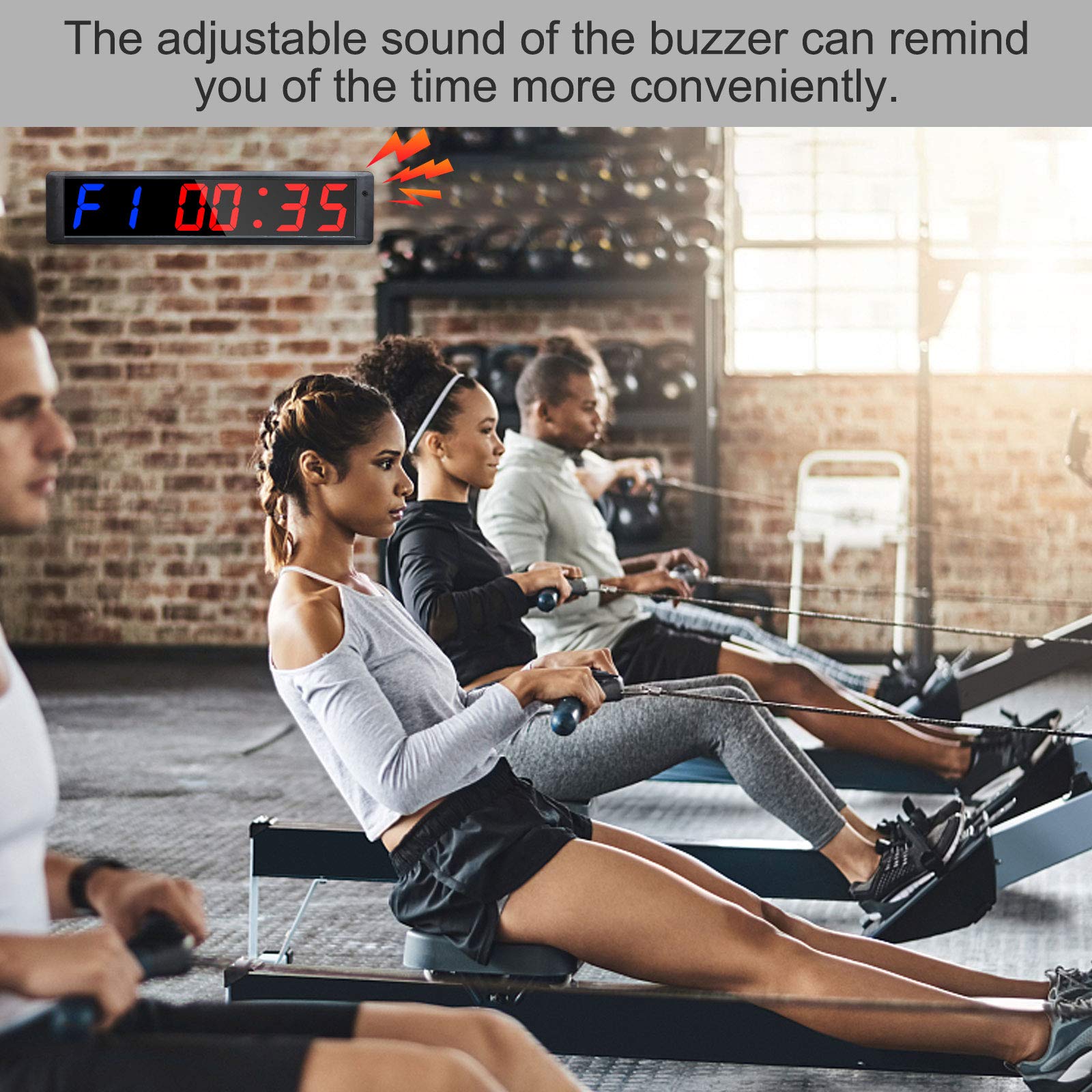 LED Temporizador de Entrenamiento de Intervalo, Cronómetro, Reloj de Cuenta Atrás/Arriba, Temporizador de Gimnasio con Remoto para Gimnasio en Casa Garaje Fitness 4 "6 dígitos(Azul/Rojo)