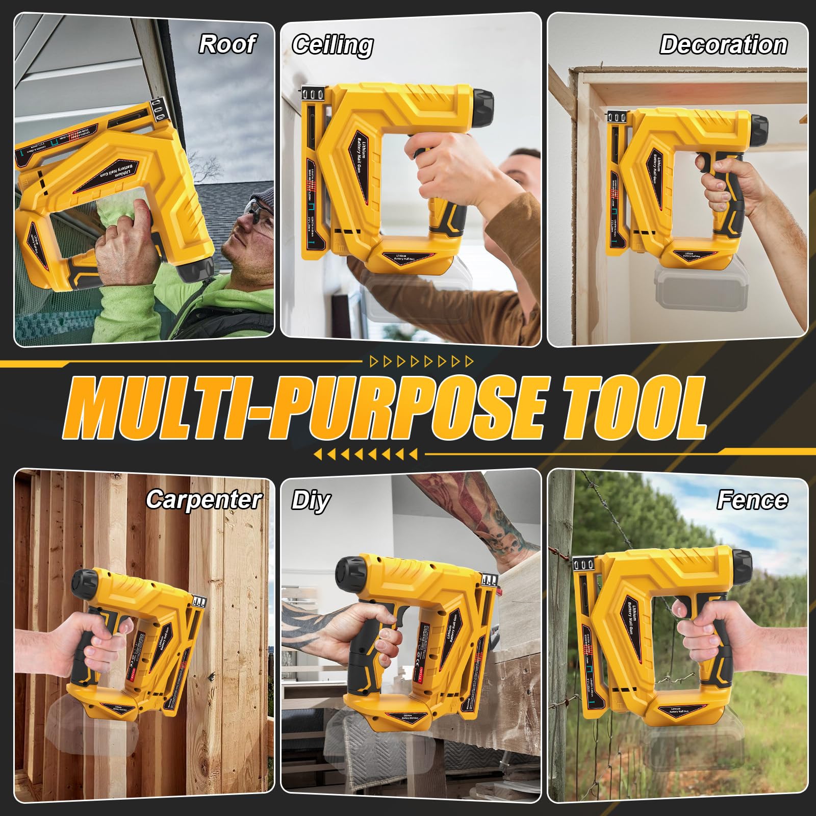 Roadtime Chiodatrice a batteria per batterie DeWalt da 20 V (senza batteria), 18 GA e pistola per unghie tipo 140, pistola senza spazzole max. 150 colpi/min, con 1000 chiodi e 1000 graffette, per fai
