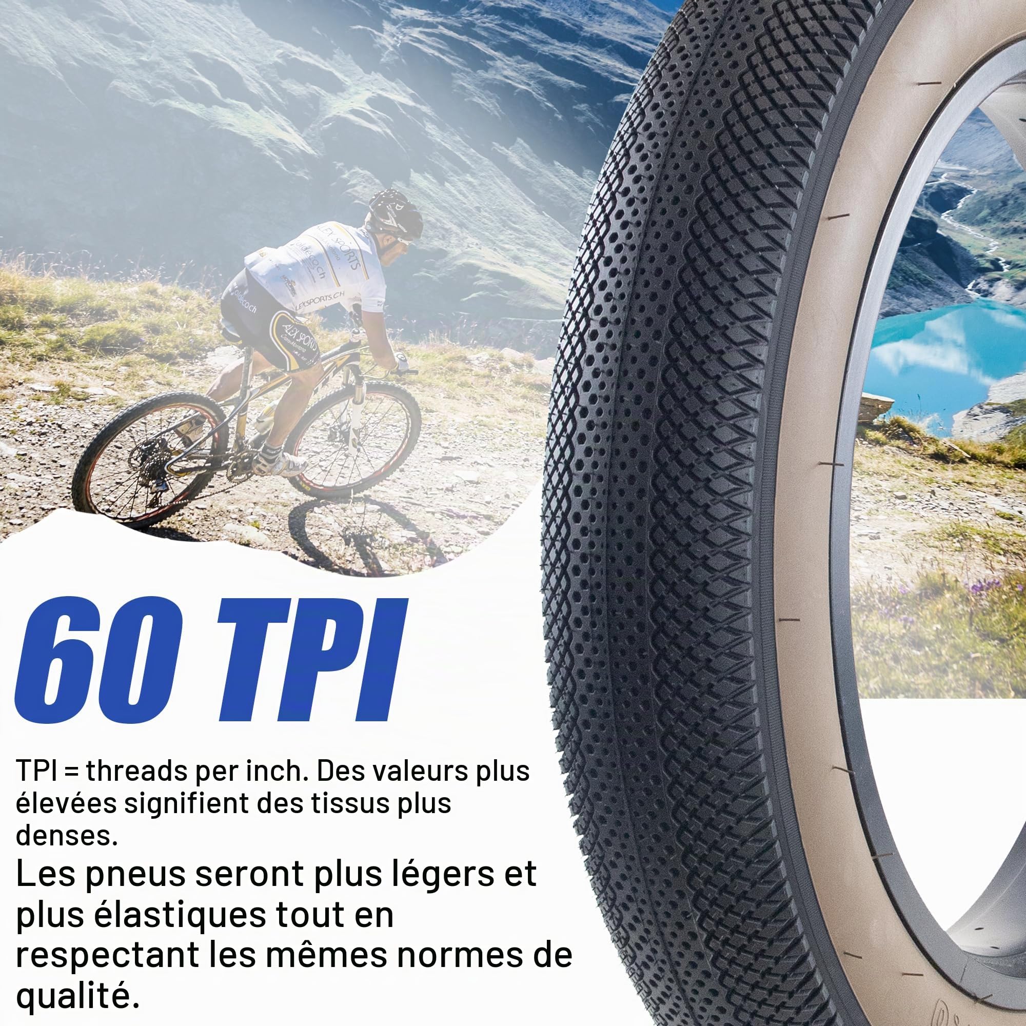 ZUKKA Fat Pneu de vélo électrique 20/26 x 4.0 Heavy Duty 20" 26" Pneu pour vélo électrique Pliable Compatible avec Wide Mountain Snow Bicycle (Fat Bike Tires)