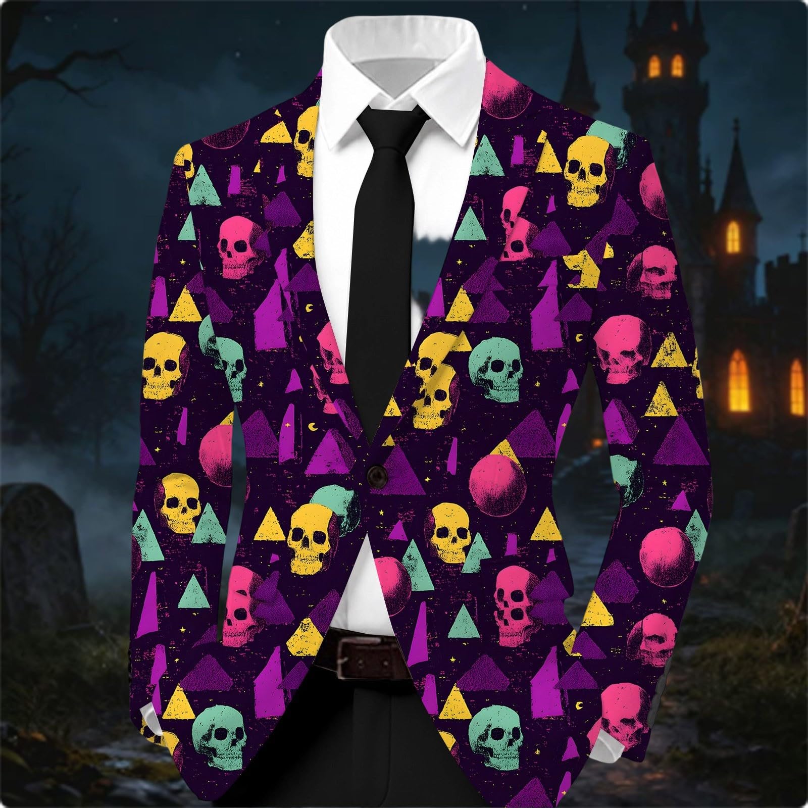 Cappotto casual da uomo con stampa divertente per Halloween