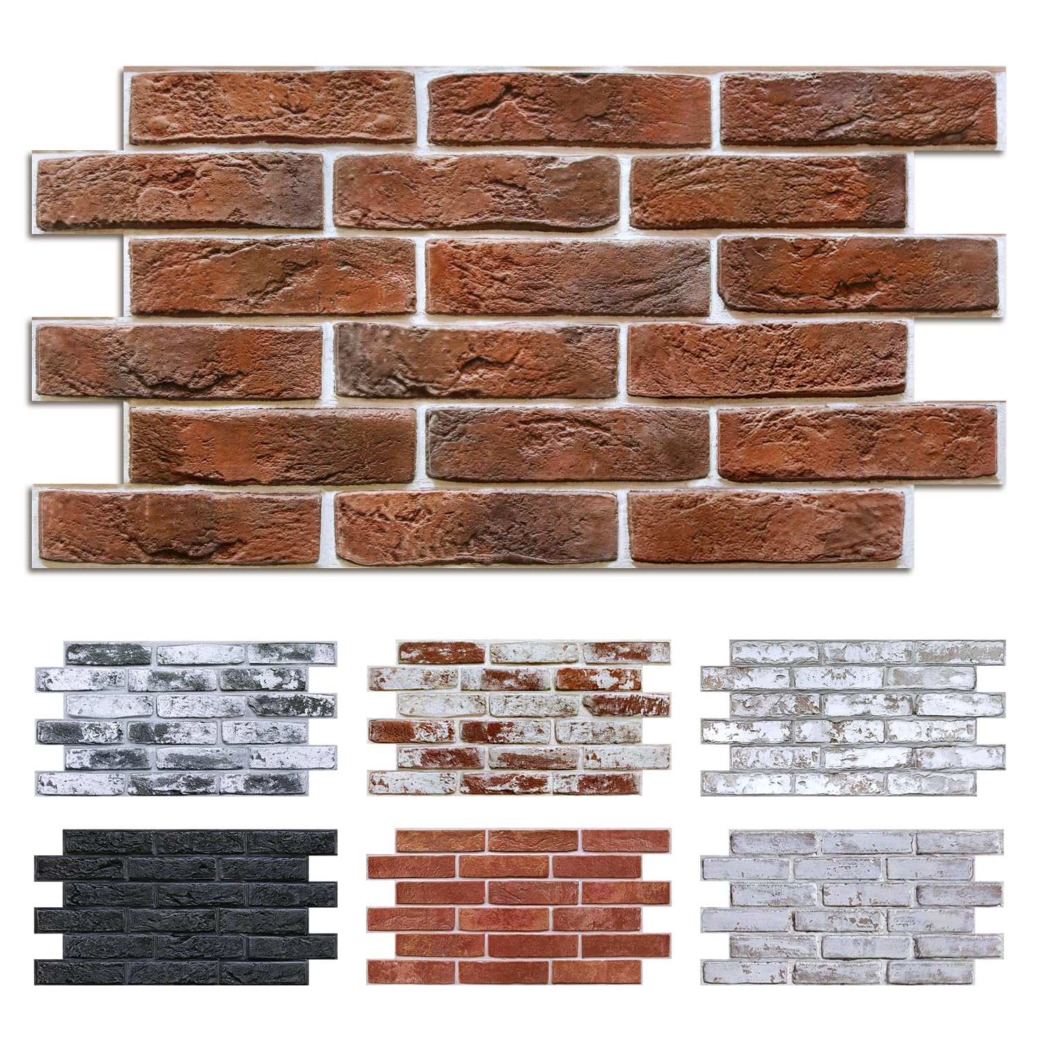 Commomy 12 Pezzi Pannelli murali 3D Adesivi Murali Mattone, 58 x 30 cm, Pannelli Decorativi per Pareti 3D Mattoni, PVC, Rivestimento Murale Finto Mattone Decorazione per Pareti Interne (2,08 m²)