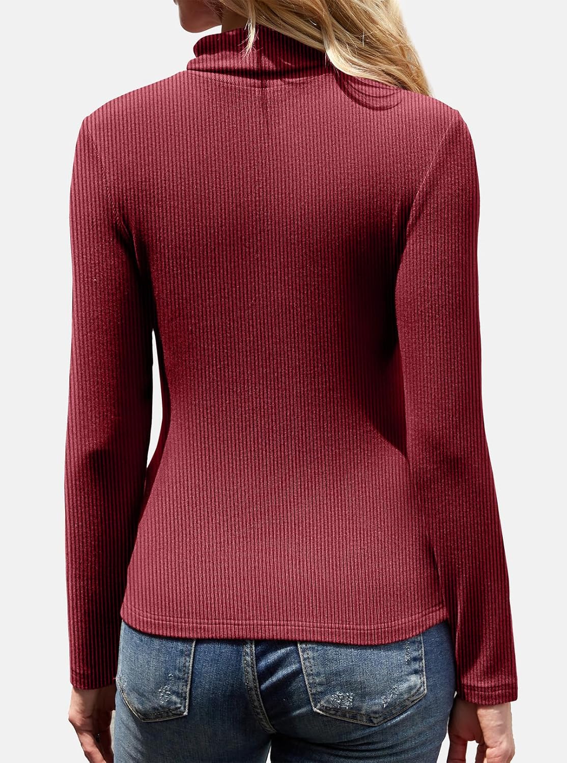 Women's Turtleneck Sweaters Long Sleeve Ribbed Basic Tees Shirts Thermal Underwear Tops Lightweight Fall Outfits - Image 4