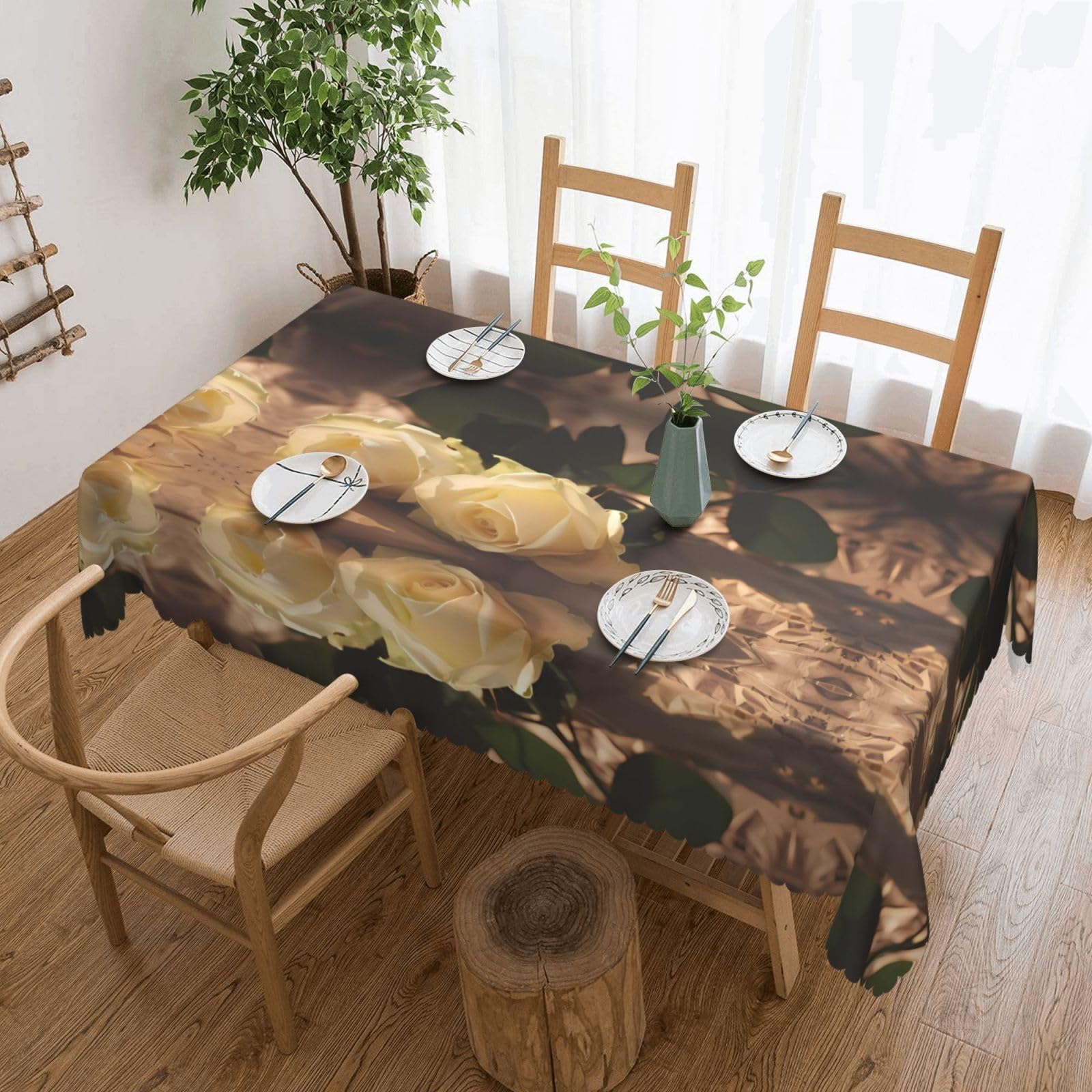 MROWYC Romantic Roses Printed tablecloths are suitable for hotels, picnics, and parties, and can effectively protect the tabletop