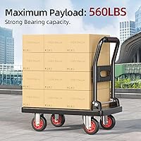 Vista 5 de Carrito de empuje plegable mejorado, plataforma móvil de 560 libras de capacidad, resistente ahorro de espacio, ruedas silenciosas TPR de 360 grados