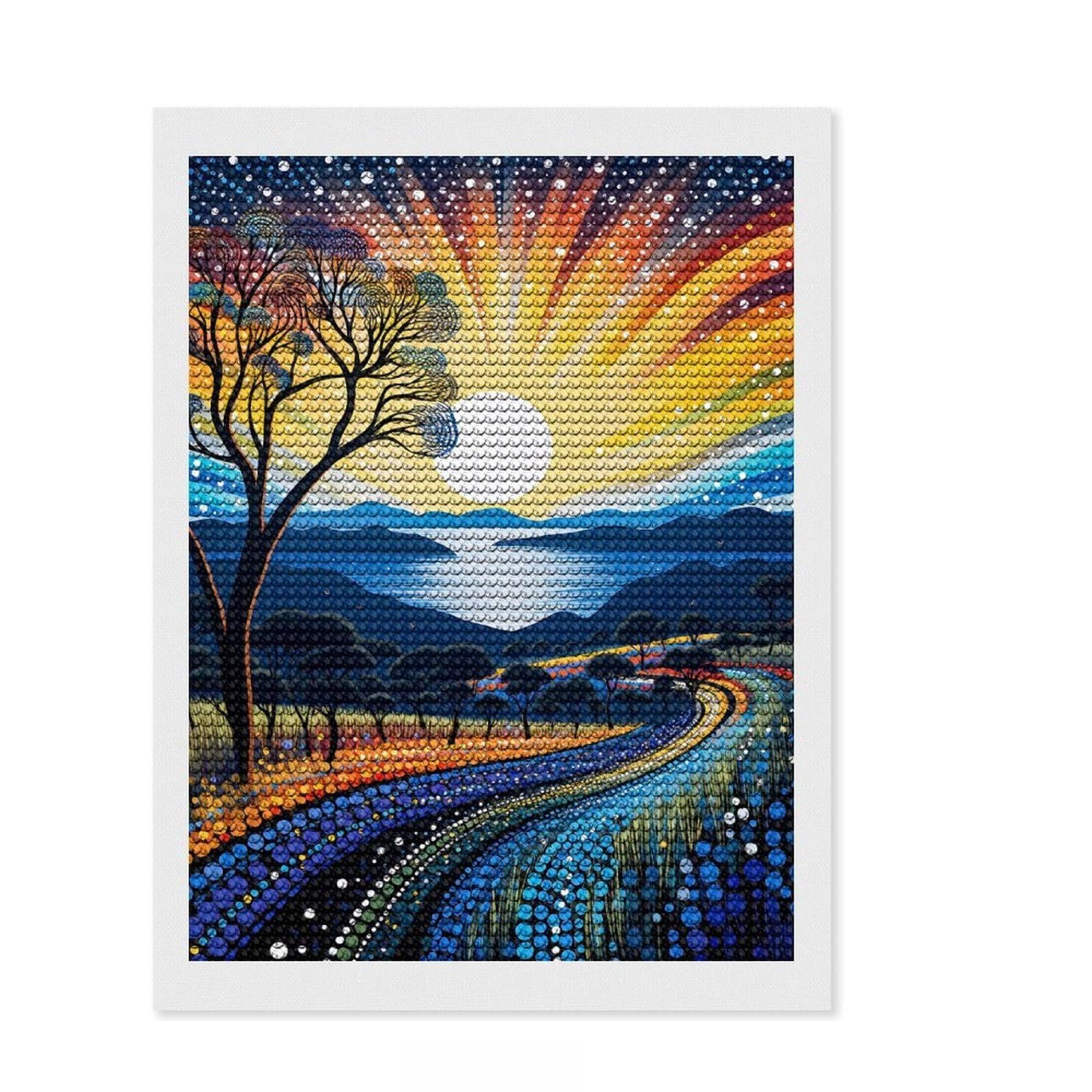 Junmoney Artistic Fusion 5D Diamond Painting Kit 12"x16", Round Gems, Festive Craft Gift, Fun Craft Activity, Modern Decor, for Adults