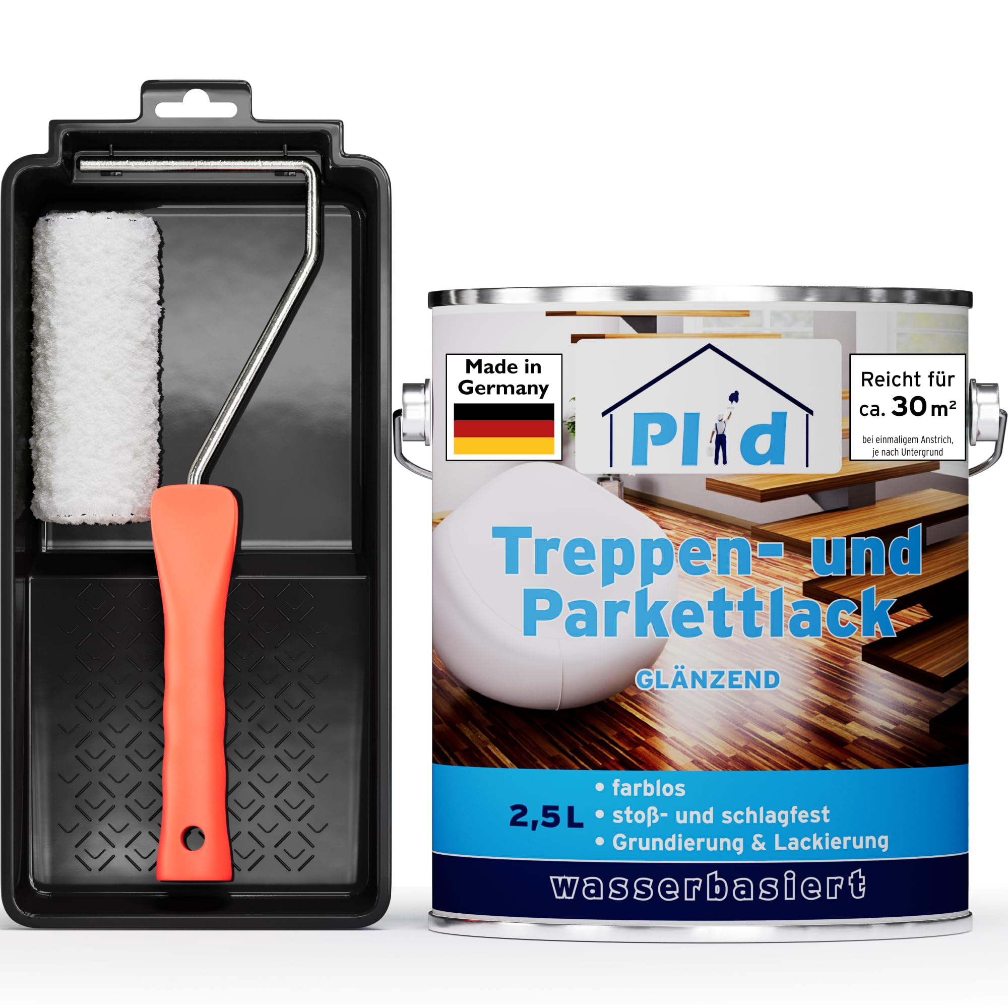 PLID® Parkiet – lakier bezbarwny – błyszczący, nadaje się do uszczelniania korka, parkietu i podłóg drewnianych, schodów drewnianych oraz mebli w pomieszczeniach – odporny na uderzenia wytrzymały –