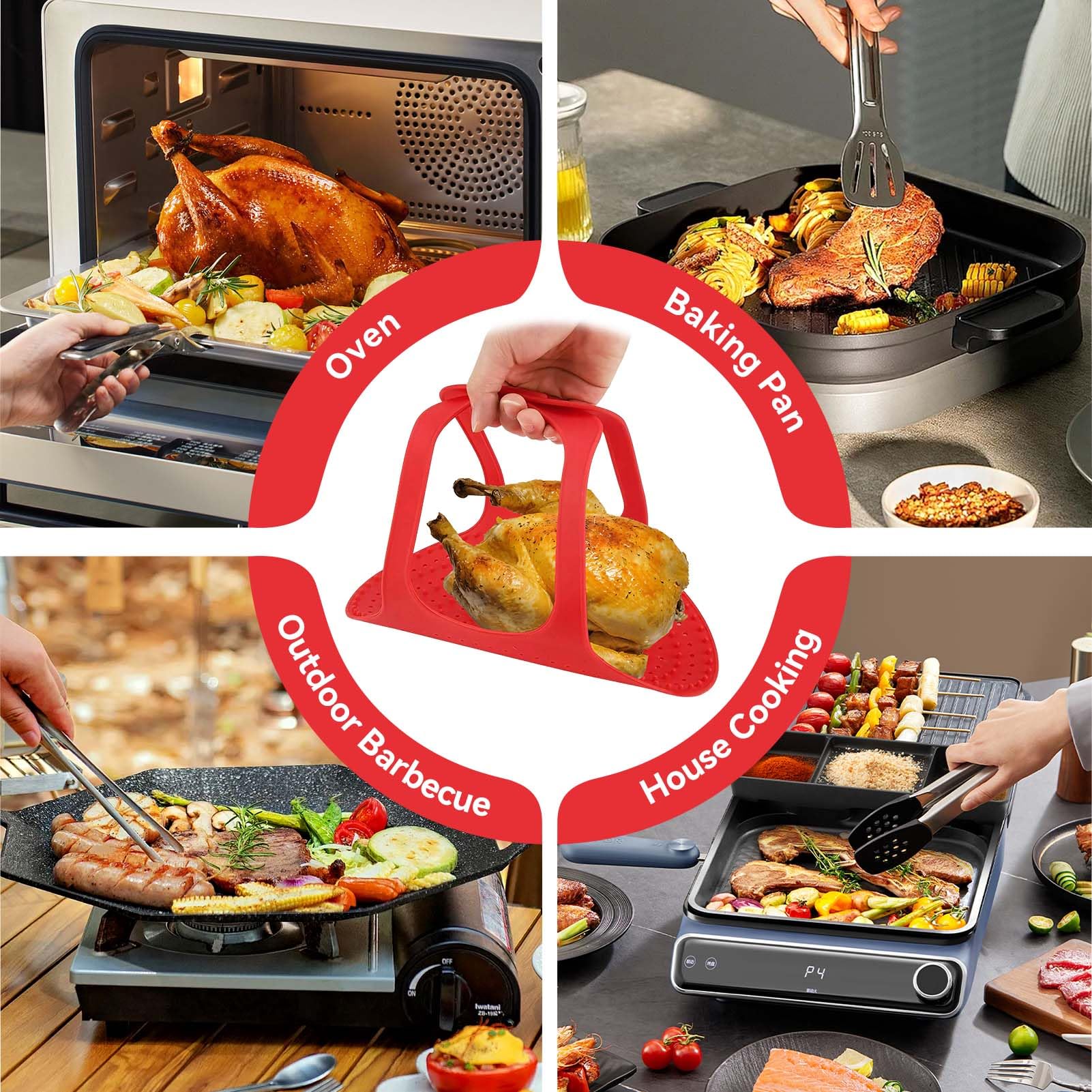Silicone Turkey Lifter, Reusable Heat Resistant Non Stick Poultry Lifter Turkey Roasting Sling Oven Baking Mat for Home Cooking, 23.2 x 12.4 in