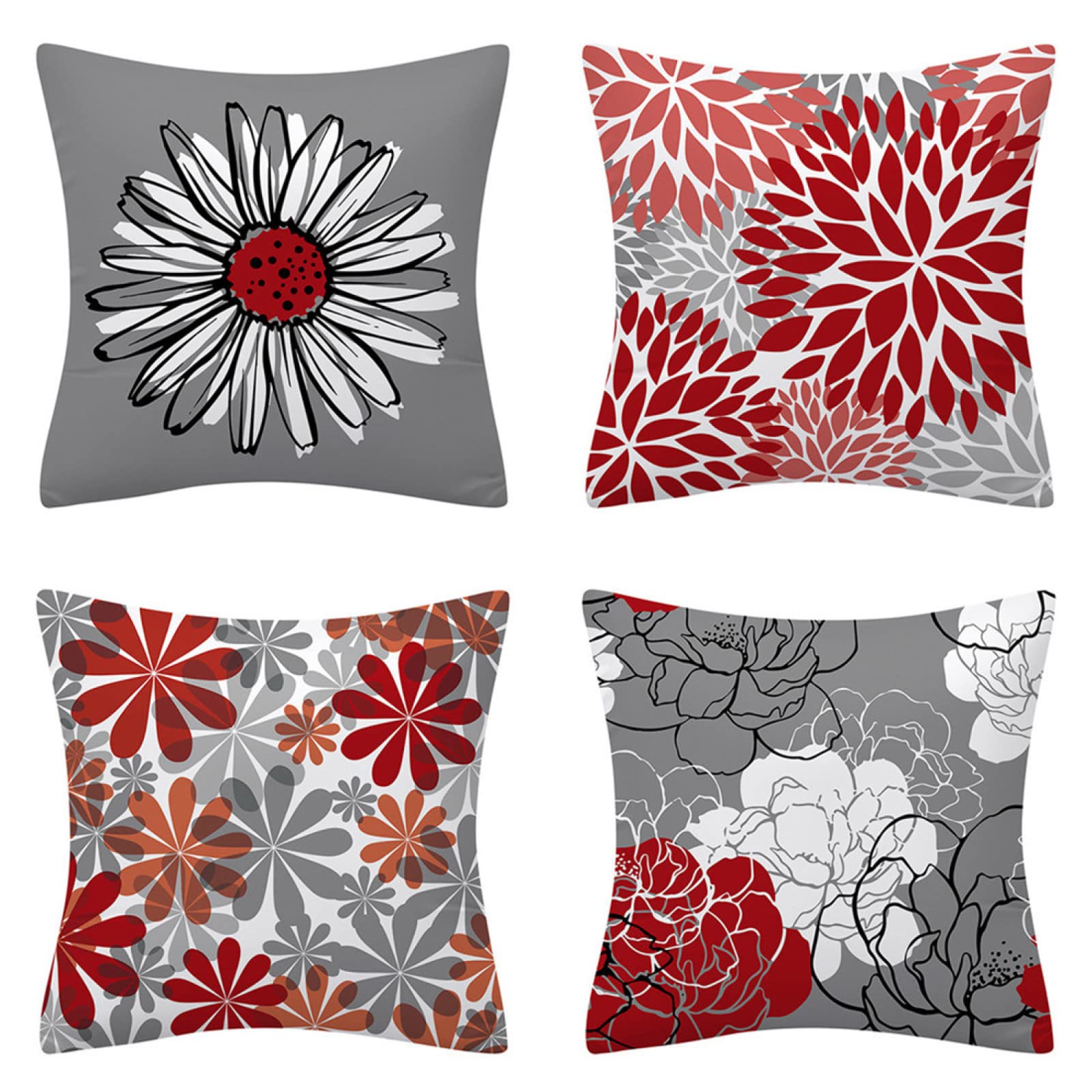 Housse de coussin 55x55cm lot de 4 taies d'oreiller carré pour chambre