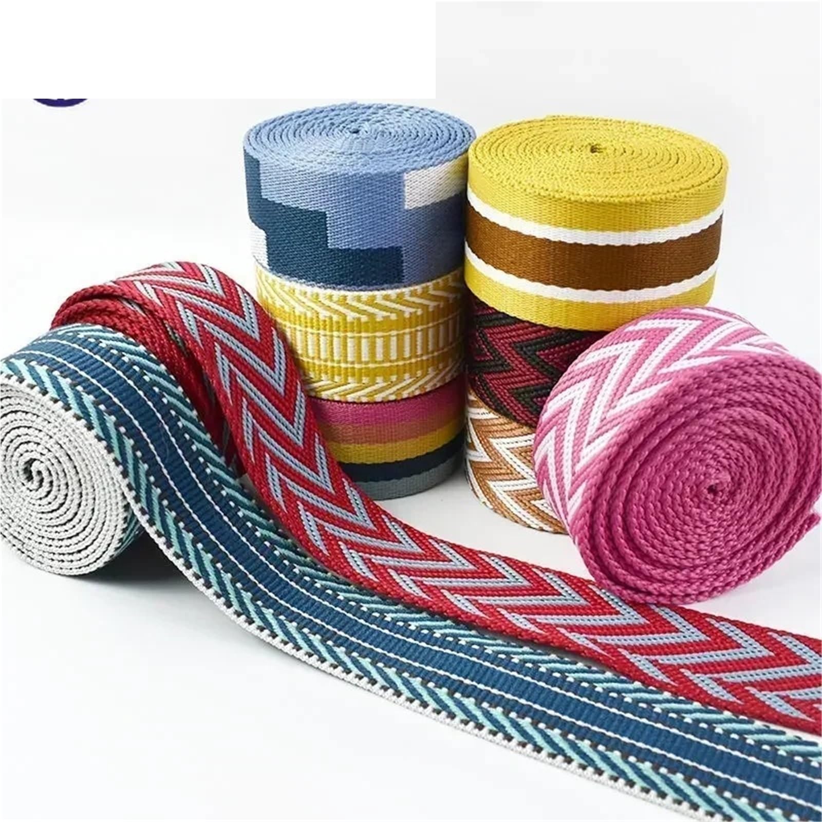 Cinta Jacquard Cinta de correas poliéster Jacquard 2-5 metros y 38mm espesor for bolsa equipaje, correa hombro, accesorios costura DIY(RD053-06,38mm-5Meters)