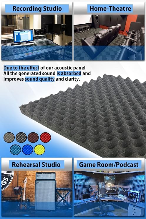 Arrowzoom 12-Pack Acoustic Foam Panels 19.6x19.6x1.1 in Black/Gray AZ1052 | Sound-absorbing foam helps control echo and reflections in recording studios, podcast rooms, gaming setups and theaters.