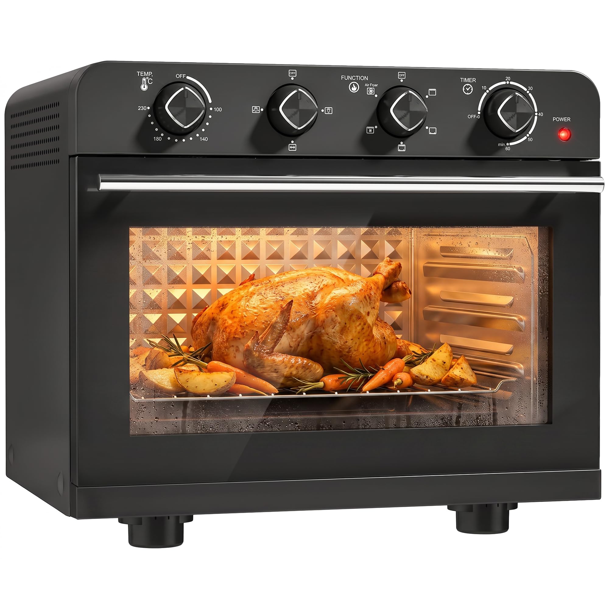 HOMCOM Heißluftfritteuse 36 Liter Mini Backofen mit Umluft, Backblech, Rost