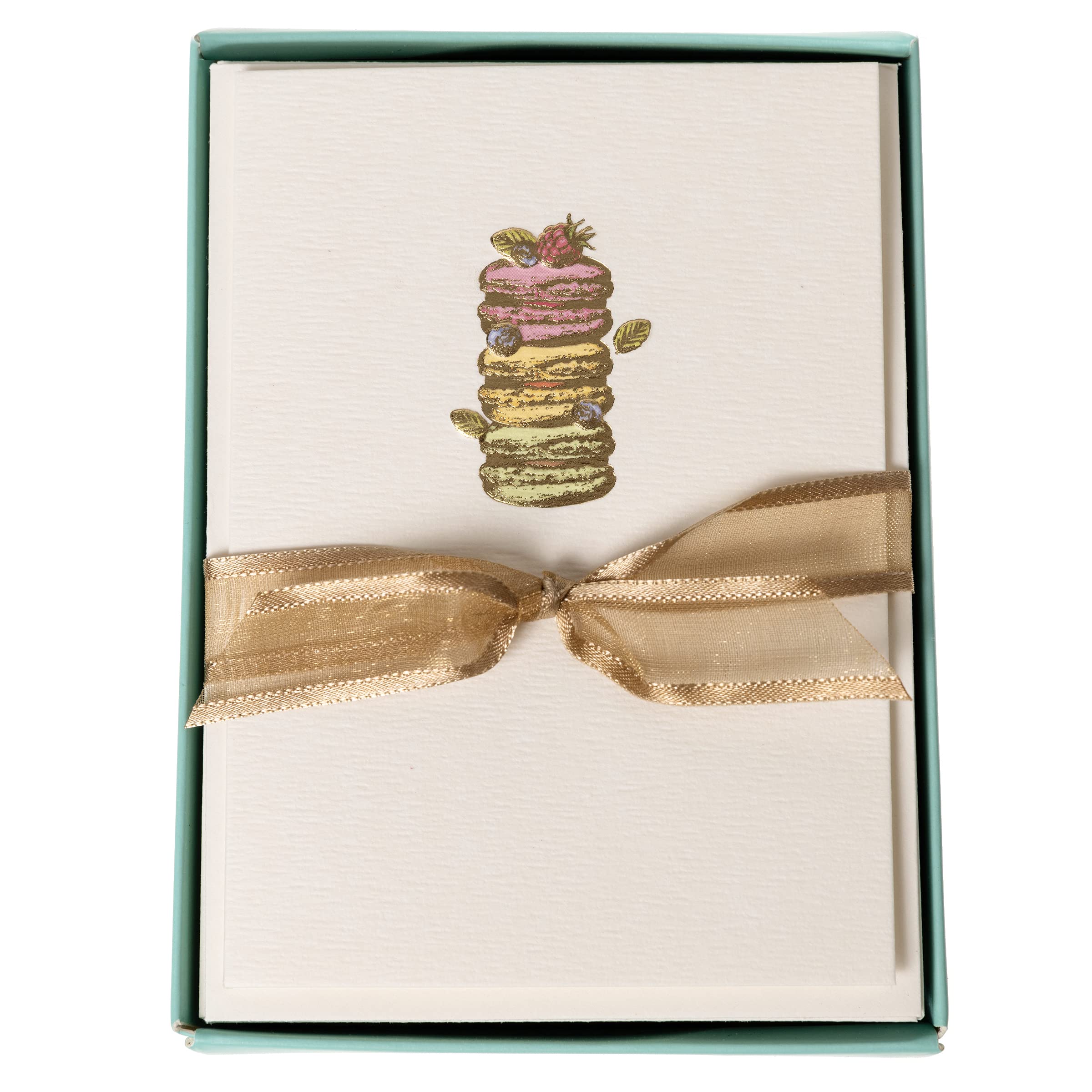 Graphique Macarons Cards | Pack of 10 Cards with Envelopes | Blank Inside | All Occasion Greetings | La Petite Presse Collection | Embossing and Gold Foil Accents | Boxed Set | 3.25" x 4.75" โ image 1