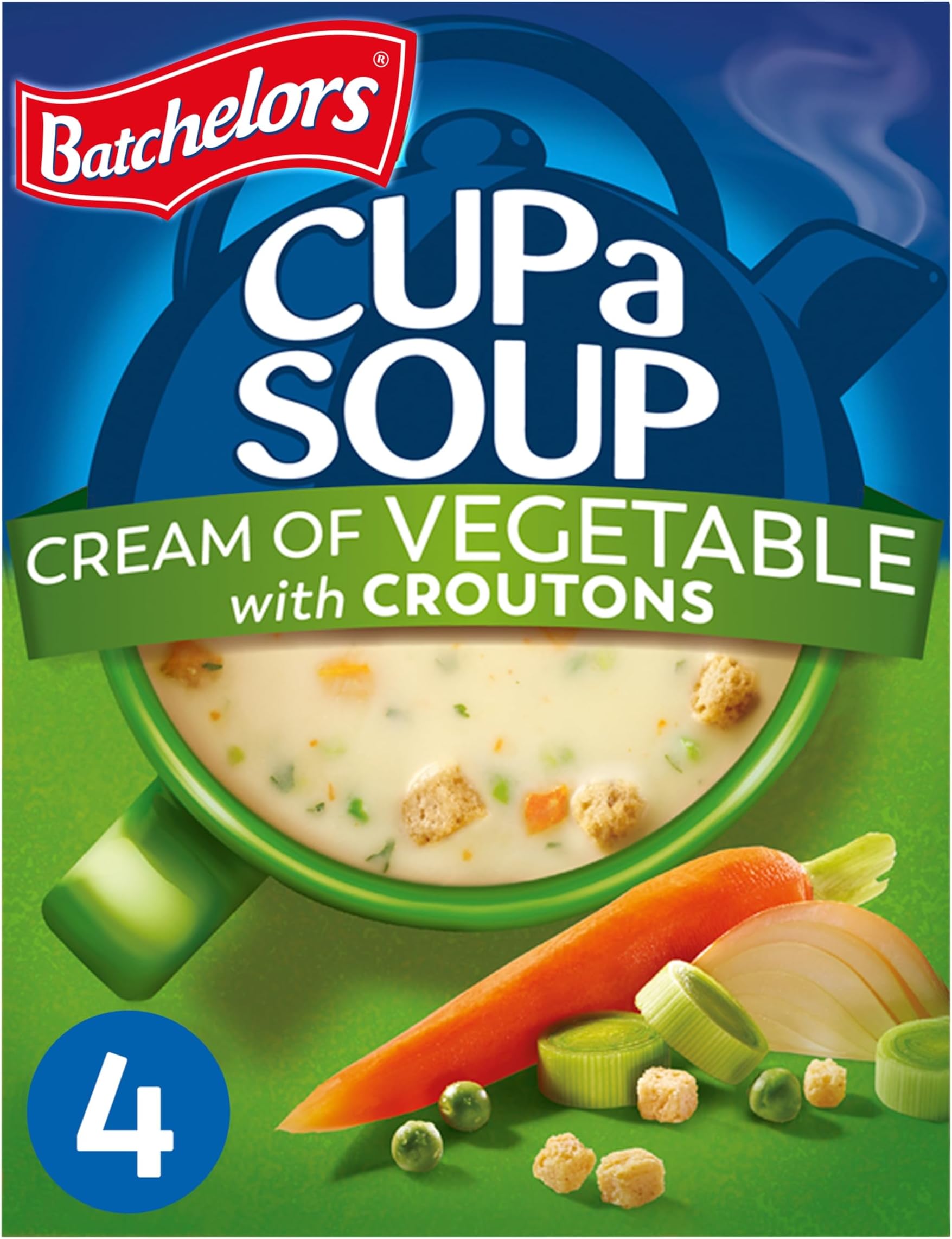 Batchelors Cup a Soup Cream of Vegetable with Croutons Instant Soup, 4 Sachets Per 122 g (Pack of 1)
