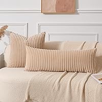 Vista 544 de UGASA - Juego de 2 fundas de almohada de terciopelo a rayas, funda decorativa para cojín con cremallera oculta para el hogar, sofá, dormitorio