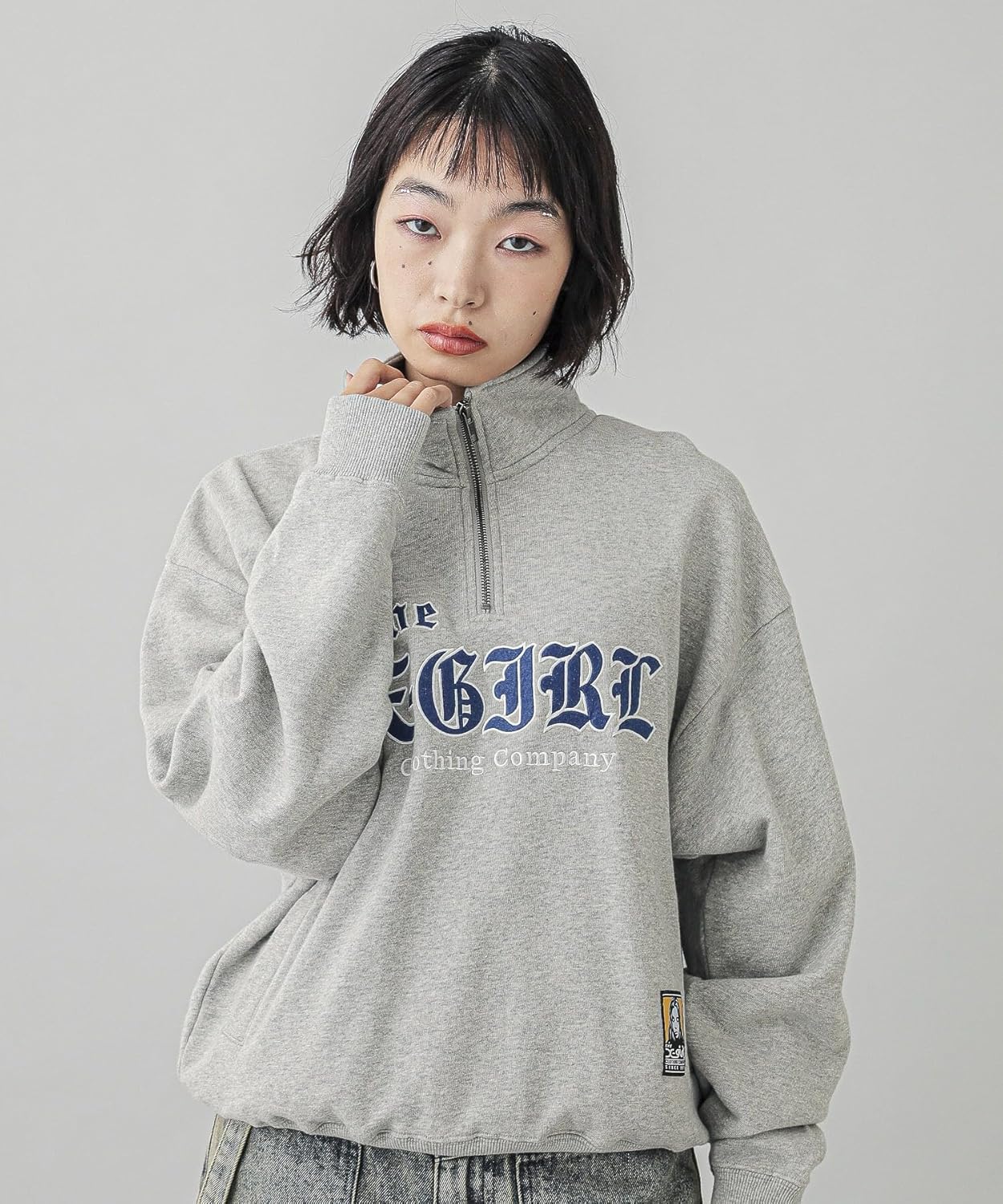 エックスガール カレッジロゴ入りハイネックスウェット トレーナー M