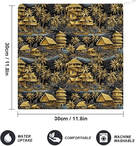 Miniatura 2 de Decorative Hand Towels for Bathroom - Hawaiian Retro Golden Scenery Print Soft Absorbent Small Bath Hand Towels for Kitchen, Farmhouse, Spa, Hotel,