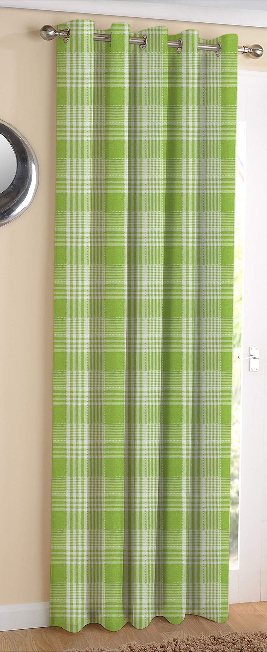 AIRWILL Cotton Track Dobby Green Designed Blackout and Room Darkening 7ft Door Curtains Pack of 1 pc. (Self Design - Green)-image-36