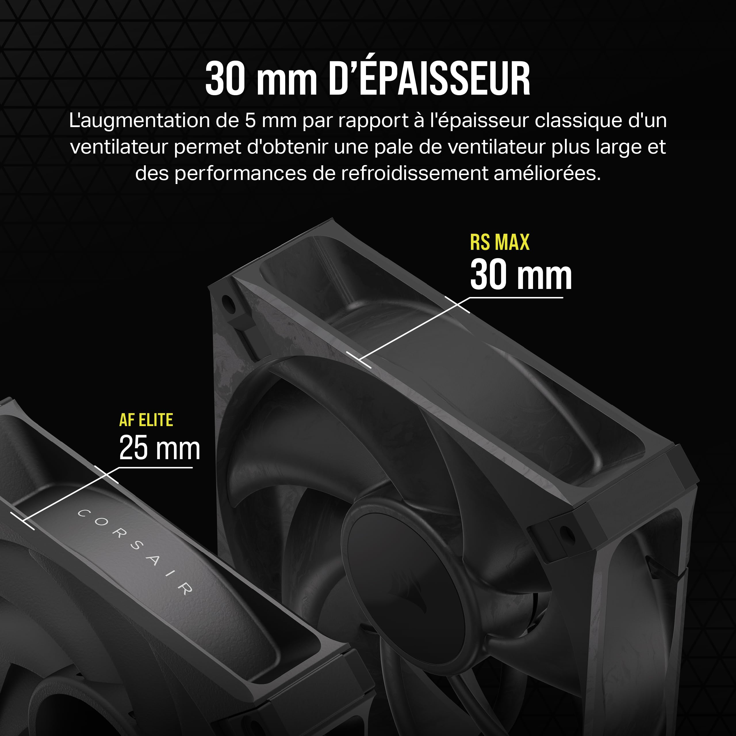 CORSAIR RS120 Max PWM Ventilateurs Épais de 120 mm – Pression Statique Élevée – Conception en Polymère à Cristaux Liquides – Lot de Trois – Noir