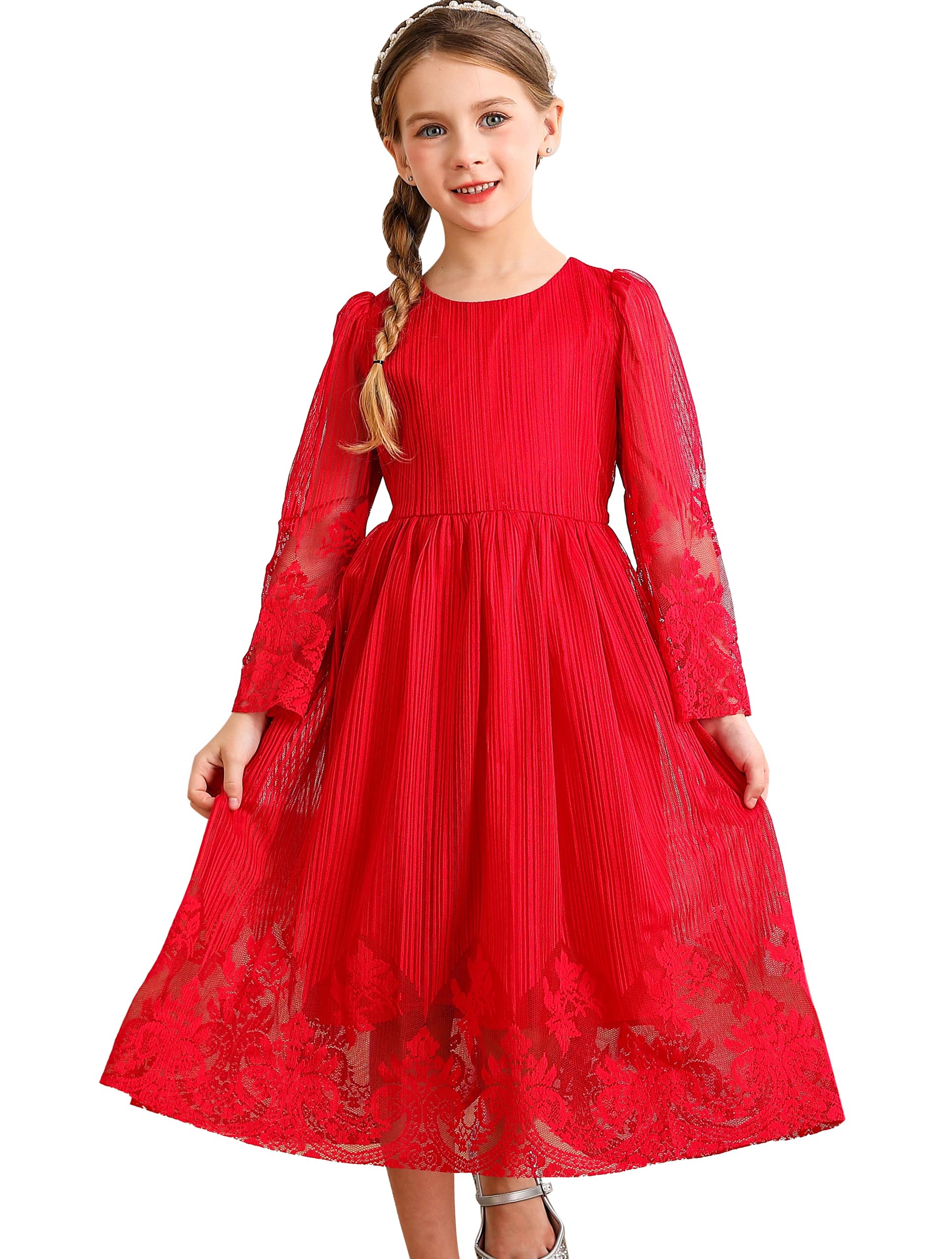 BONNY BILLY Vestido Niña Fiesta Boda Ceremonia Elegante Navidad Largo Tul Encaje 3-11 Años