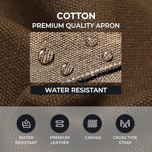 Miniatura 5 de Delantal de chef carrotez, de lona de algodón con espalda cruzada ajustable, M-XXL