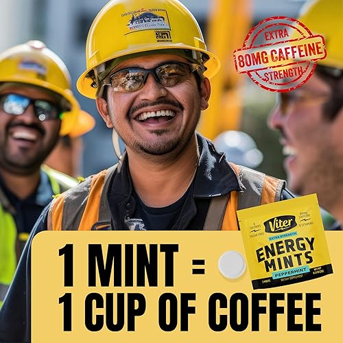 Miniatura 7 de Viter Energy Mentas con cafeína extra fuertes, 80 mg de cafeína, vitaminas B, sin azúcar. (menta, 8 onzas, bolsa a granel)