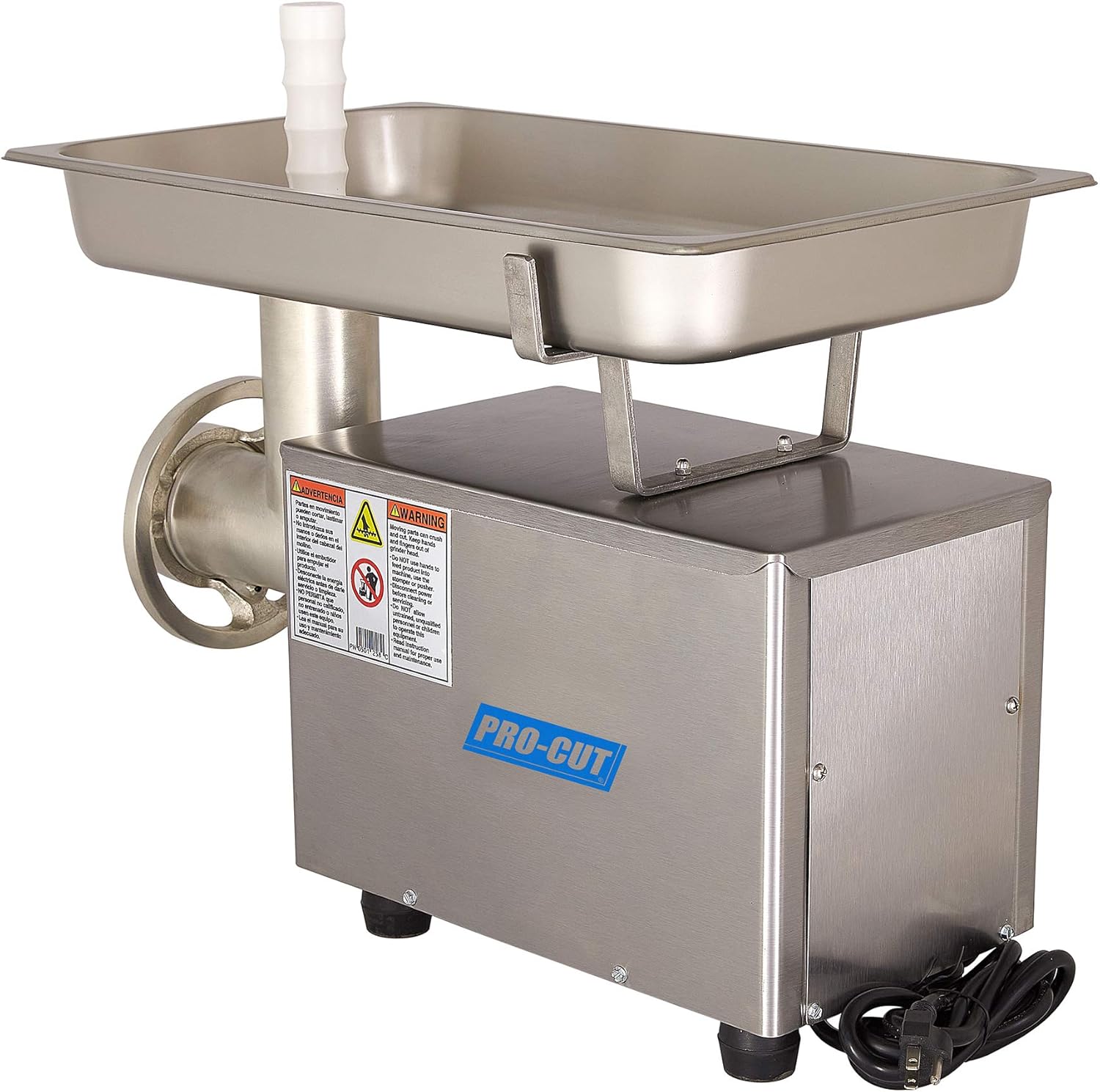 Pro-Cut KG-12-FS, 3/4 HP Motor 115V, Stainless Steel Cabinet & PAN, 400+ LBS/HR Grinding Capacity, Precision Engineered Steel Gear Transmission.