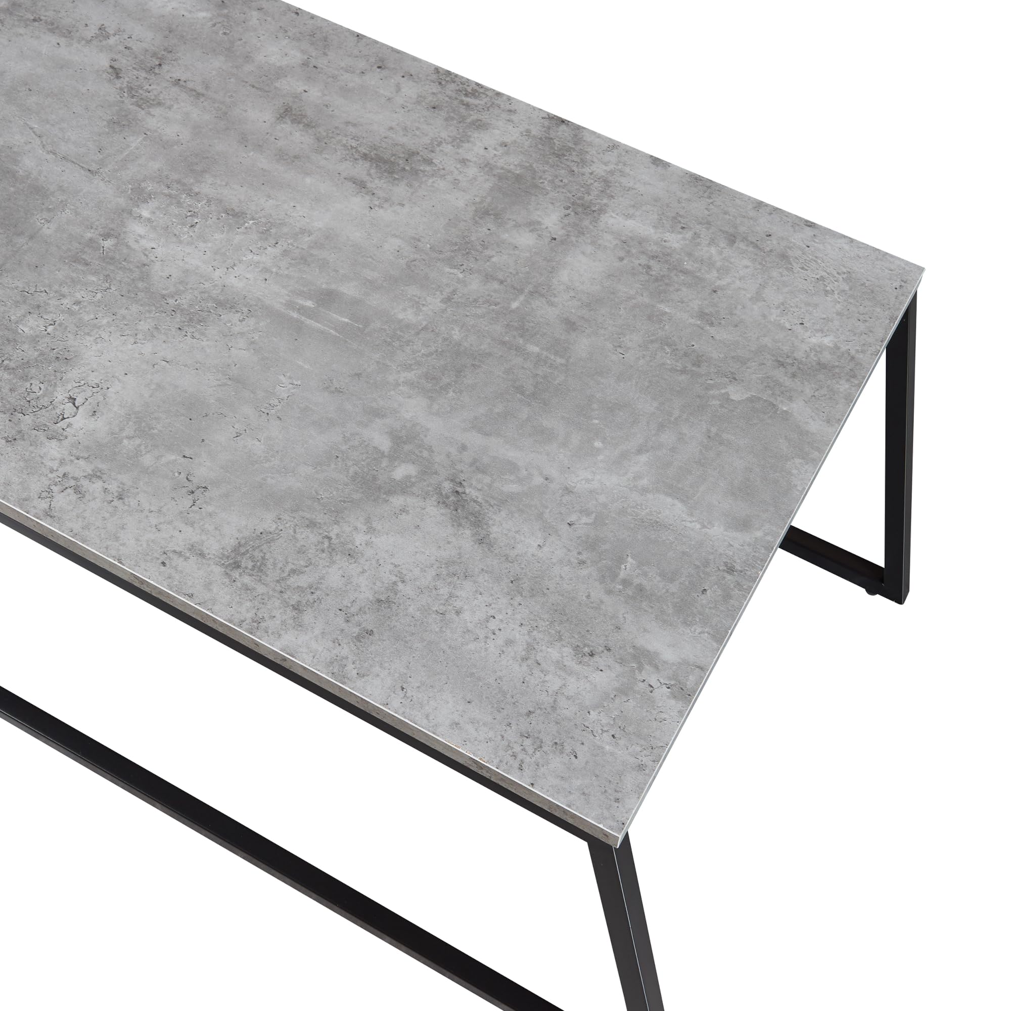 [en.casa] Juego de 2 Mesas Nido Hyllestad Set de 2 Mesas Auxiliares Rectangulares Mesas de Centro para Salón Oficina Estilo Industrial Acero Aglomerado - Negro/Efecto Hormigón