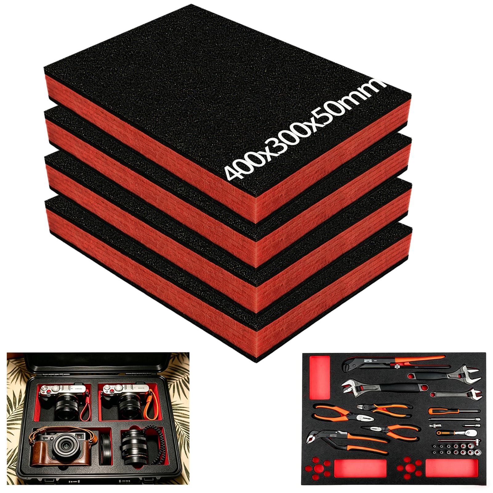 Dshunnc 4 Pcs Tool Box Foam Insert 40 x 30 x 5cm Toolbox Foam