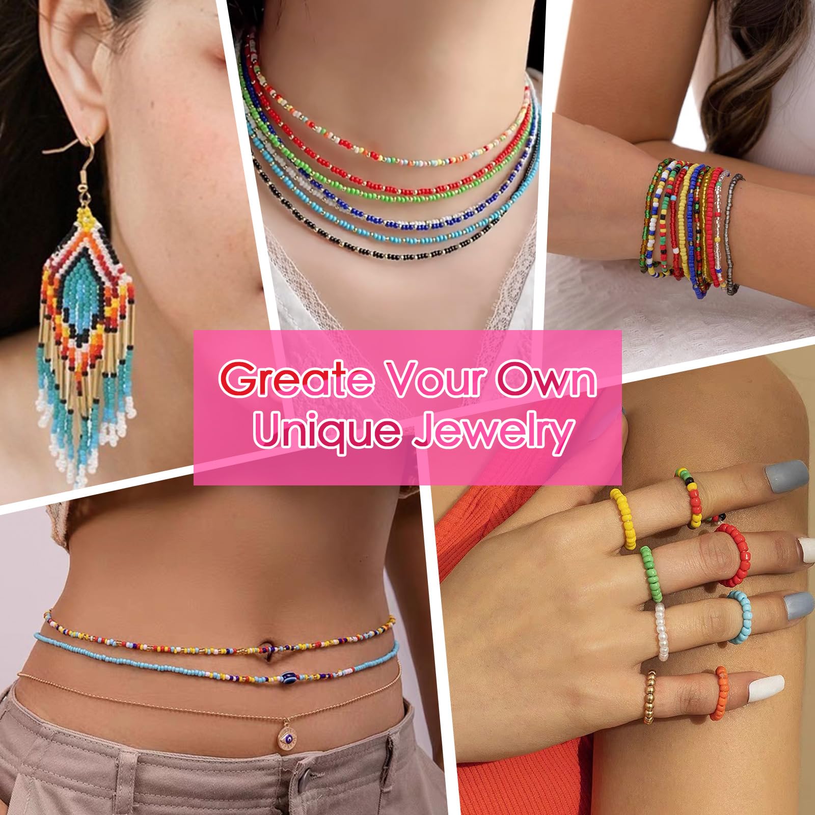 Vtssvow Cuentas de cristal de 3 mm para hacer pulseras, 24 colores, 10000 piezas, kit de fabricación de pulseras de la amistad, pequeñas cuentas de vidrio para hacer joyas (mezcla de 24 colores,
