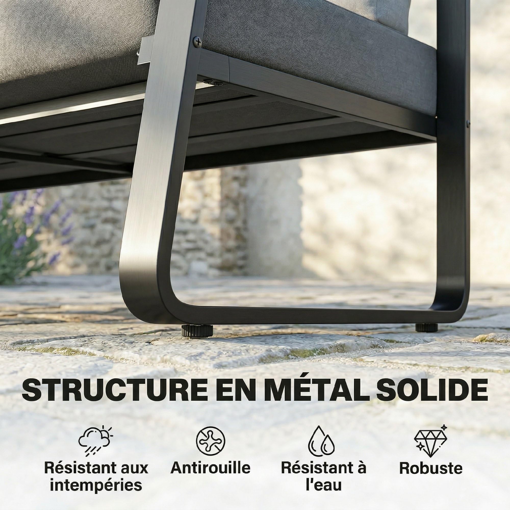 Outsunny Canapé de Jardin 2 Places avec Coussins Épais, Housses Amovibles et Accoudoirs Modernes, Salon de Jardin Capacité 240 kg, Canapé d'Extérieur pour Balcon, Gris Clair