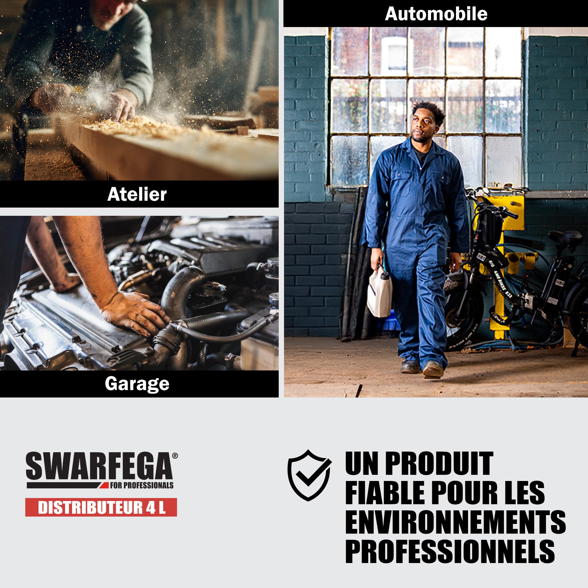 Swarfega Distributeur Mural pour Nettoyant Mains – Plastique Robuste – Facile à Installer – 4 litres – Réservé à Un Usage Professionnel