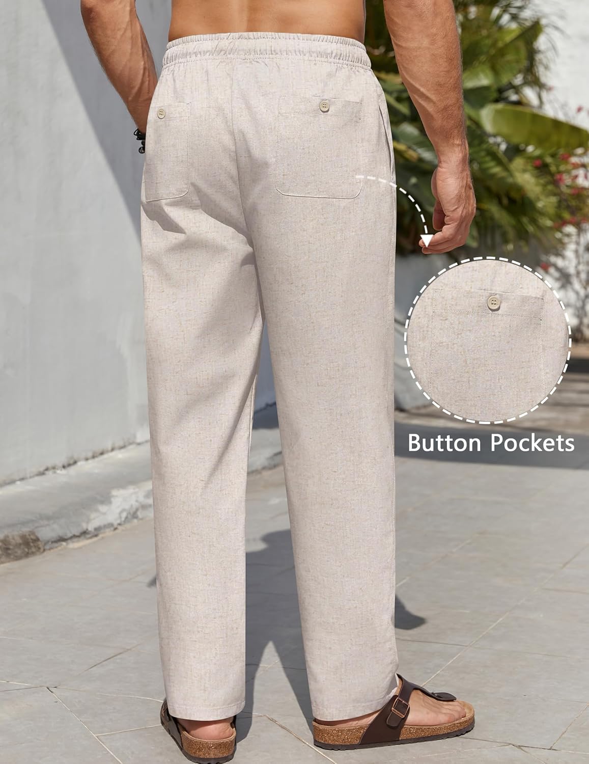 COOFANDY Men's Casual Linen Pants Lightweight Summer Beach Pant Loose Fit Drawstring Elastic Waist Trousers - Image 5
