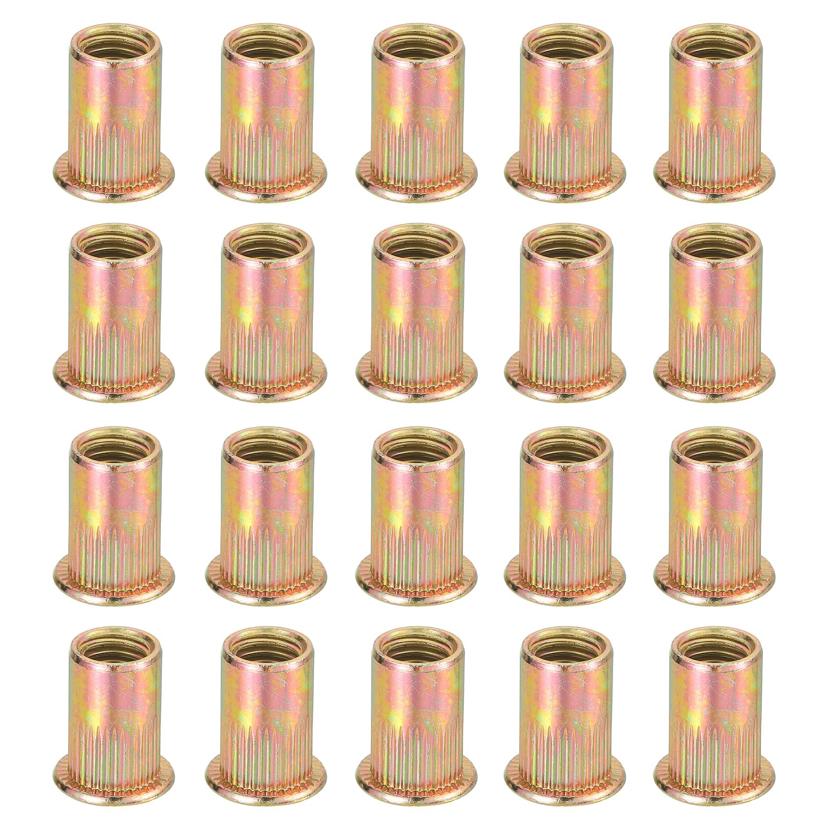 sourcing map 20Pcs M10 x 21mm Rivet Nut Carbon Steel Rivet Nut Tool Hardware Nuts Color Zinc-Plate Threaded Insert Nut Suitable for Furniture, Industrial