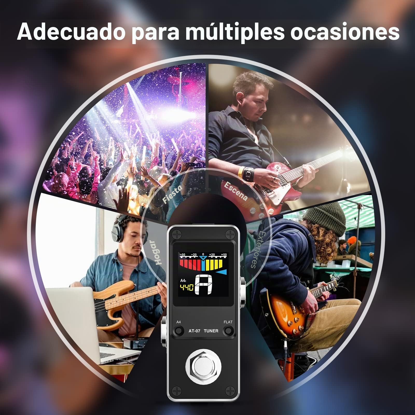 Pedal afinador, LEKATO Pedal afinador cromático para guitarra y bajo - Mini pedal afinador de instrumentos cromáticos con pantalla LCD