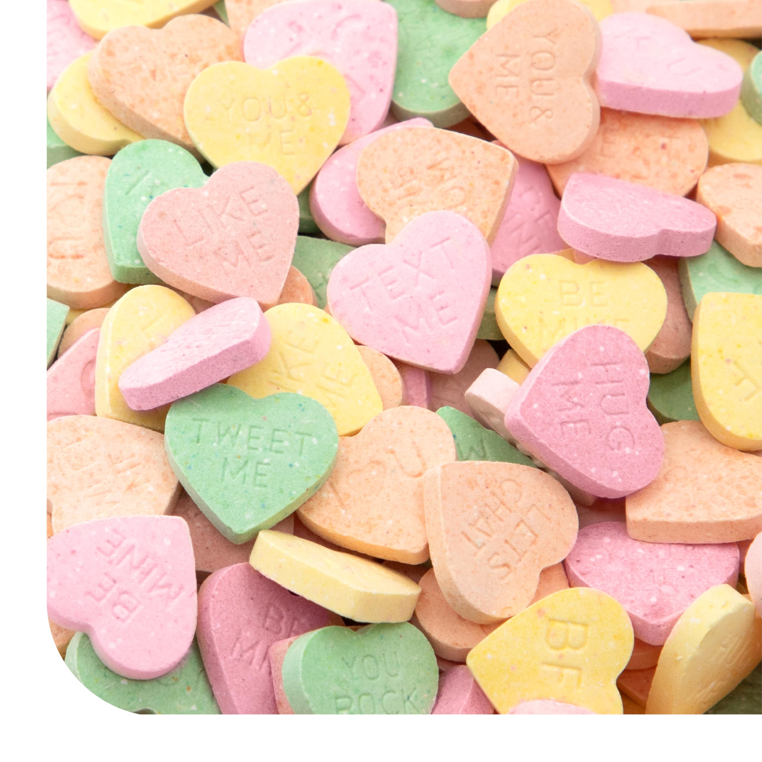 Conversation Hearts Candy - 2 Pound Pack - Heart Shaped Valentines Candy in Strawberry, Cherry, Lemon, Lime, and Orange Flavors - Classic Fruity Hearts for Parties and Gifts