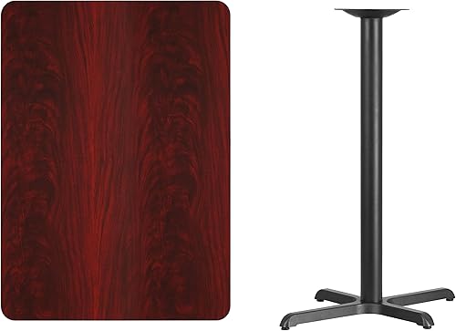 Miniatura 7 de Flash Furniture Mesa rectangular laminada de nogal de 30 x 42 pulgadas con base de mesa de altura de barra de 23.5 x 29.5 pulgadas