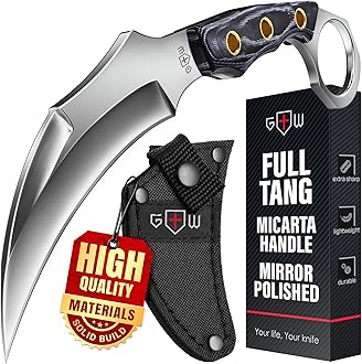 Tactical Knife with Sheath - Micarta Handle - Fixed Mirror Polished 440C Steel Blade - Small Knives for Camping Hunting Survival EDC for Men and Women - Fathers Day Gift 2534