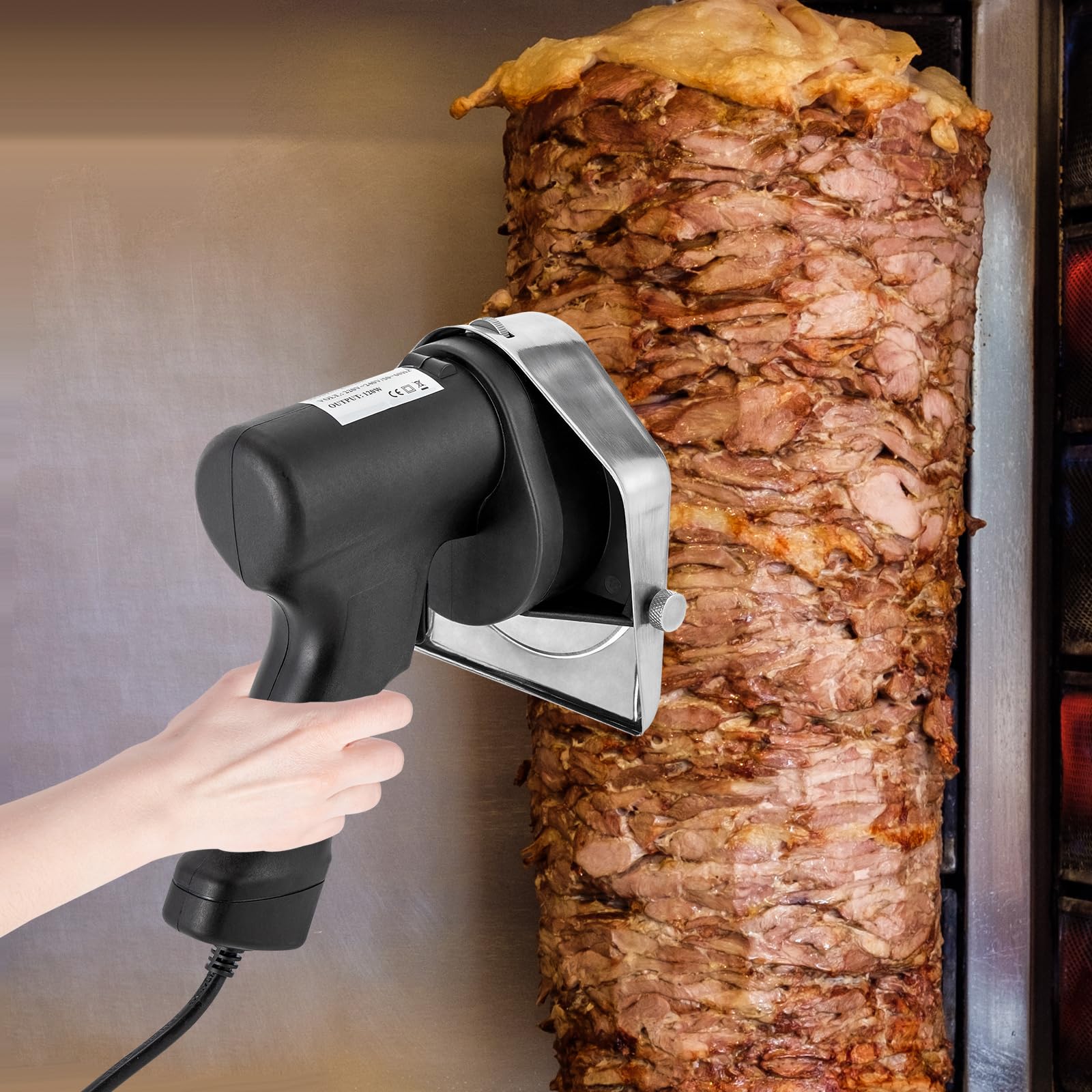 Dönermesser Elektrisches 120W Kebab Slicer Edelstahl Schnittdicke 0-10mm 1,5m Kabel