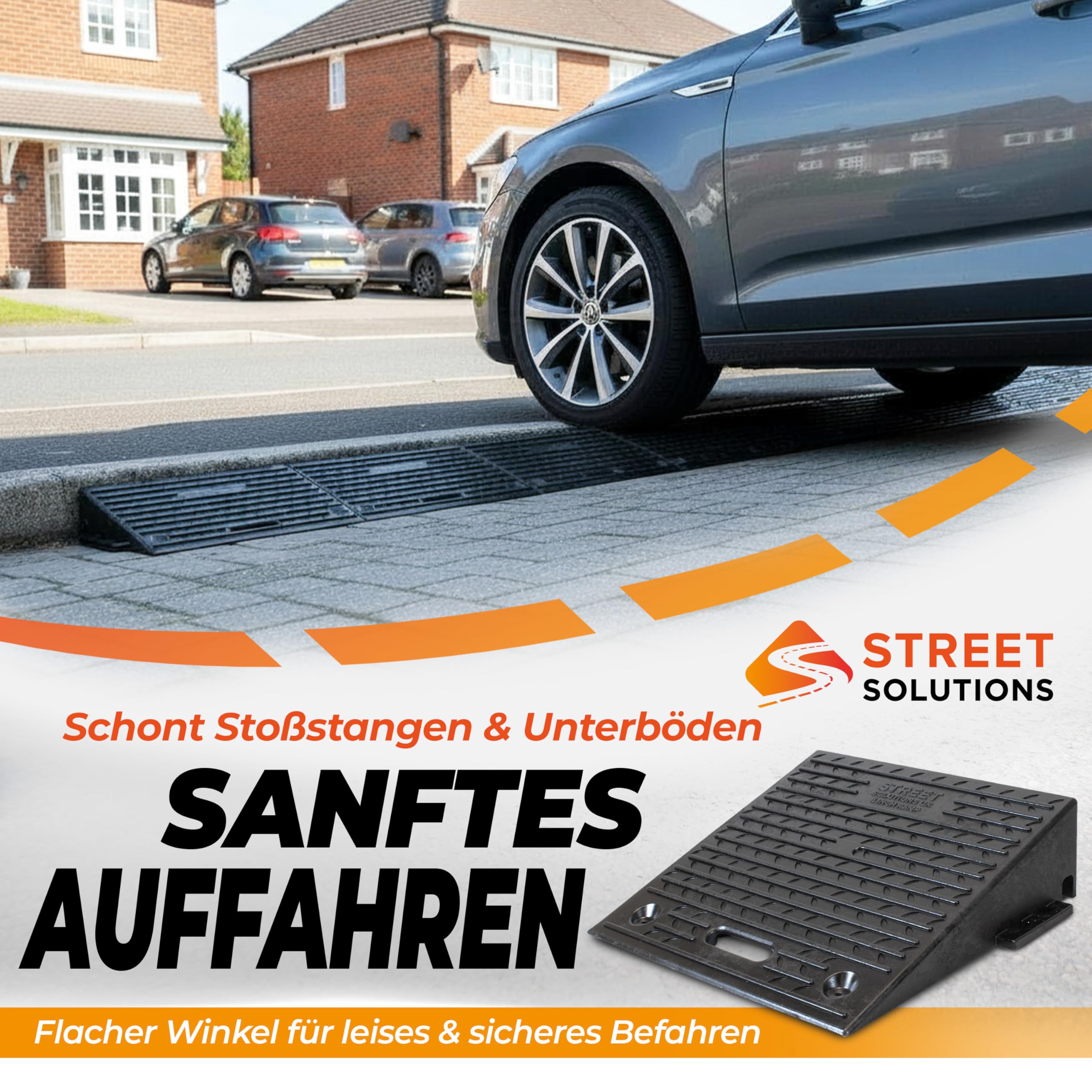 Street Solutions UK Bordsteinrampe Gummi 10 cm hoch - 2er Set rutschfeste Rollstuhlrampe für Autos, Treppen & Bordsteinkanten