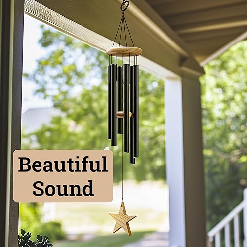 Miniatura 3 de Campanillas de viento para exteriores  Campanillas de viento relajantes de aluminio y madera de pino de 32 pulgadas para exteriores  Carillón de